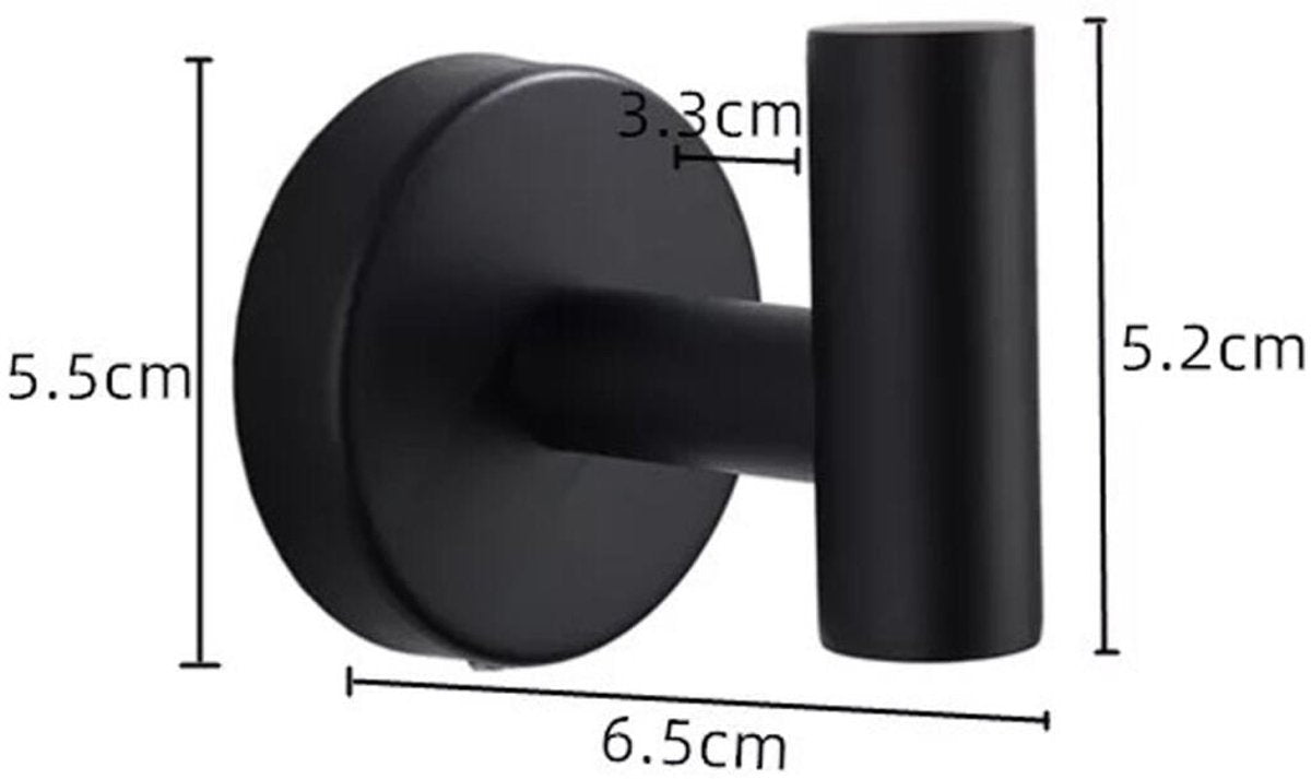 2 pieces - Towel hook - Hanging hooks - Hanging hooks - Bathroom towel hooks - Key hook - Clothes hook - Hat hook - Wall hooks - stainless steel hook - with screws - for bathroom, kitchen, garage, home, hotel, office - 5.5*6 cm - black
