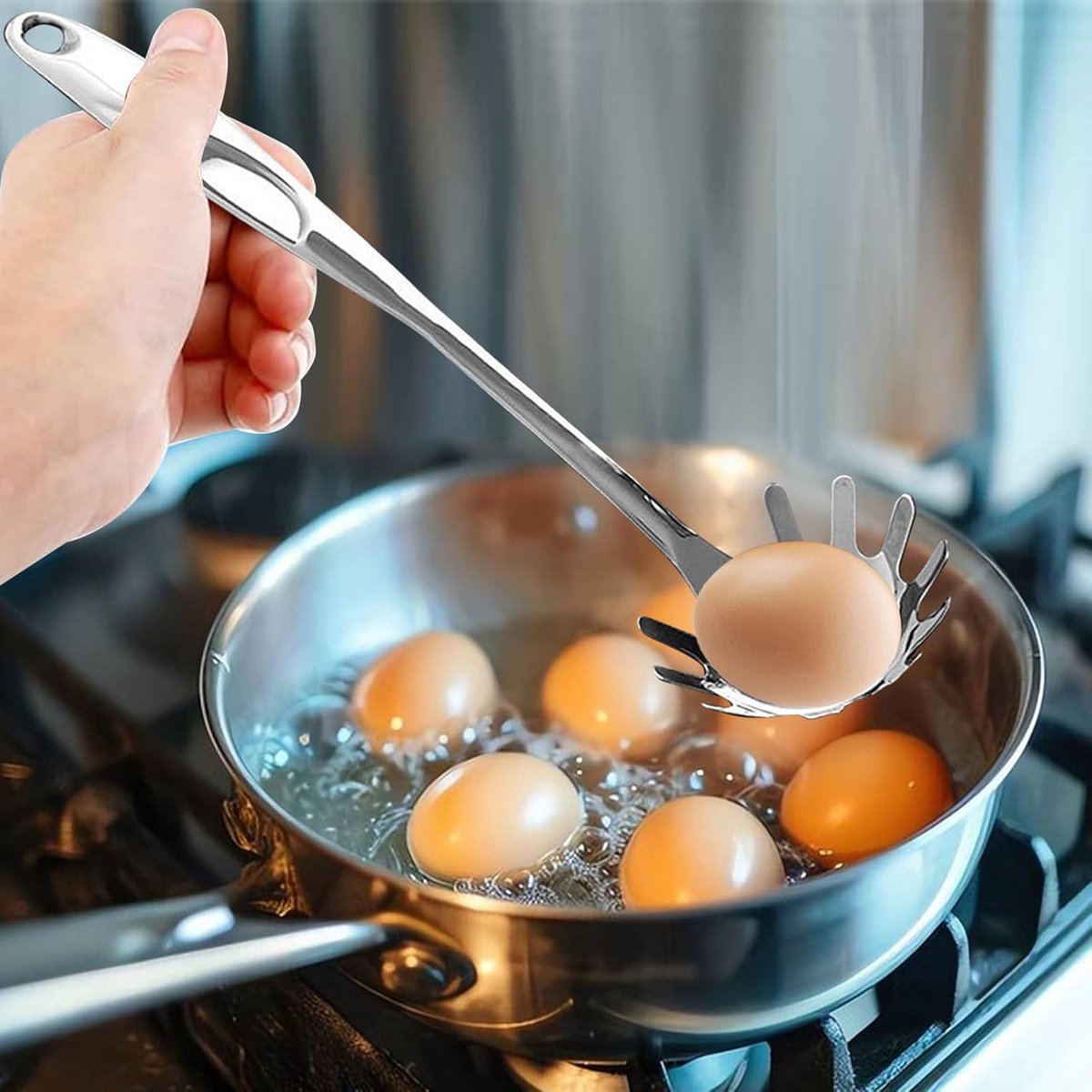 Spaghetti Spoon - Stainless Steel Pasta Spoon - Spaghetti Spoon - Pasta Spoon - User-friendly - Lightweight - Kitchen Utensil - Stainless Steel - Non-stick - Silver