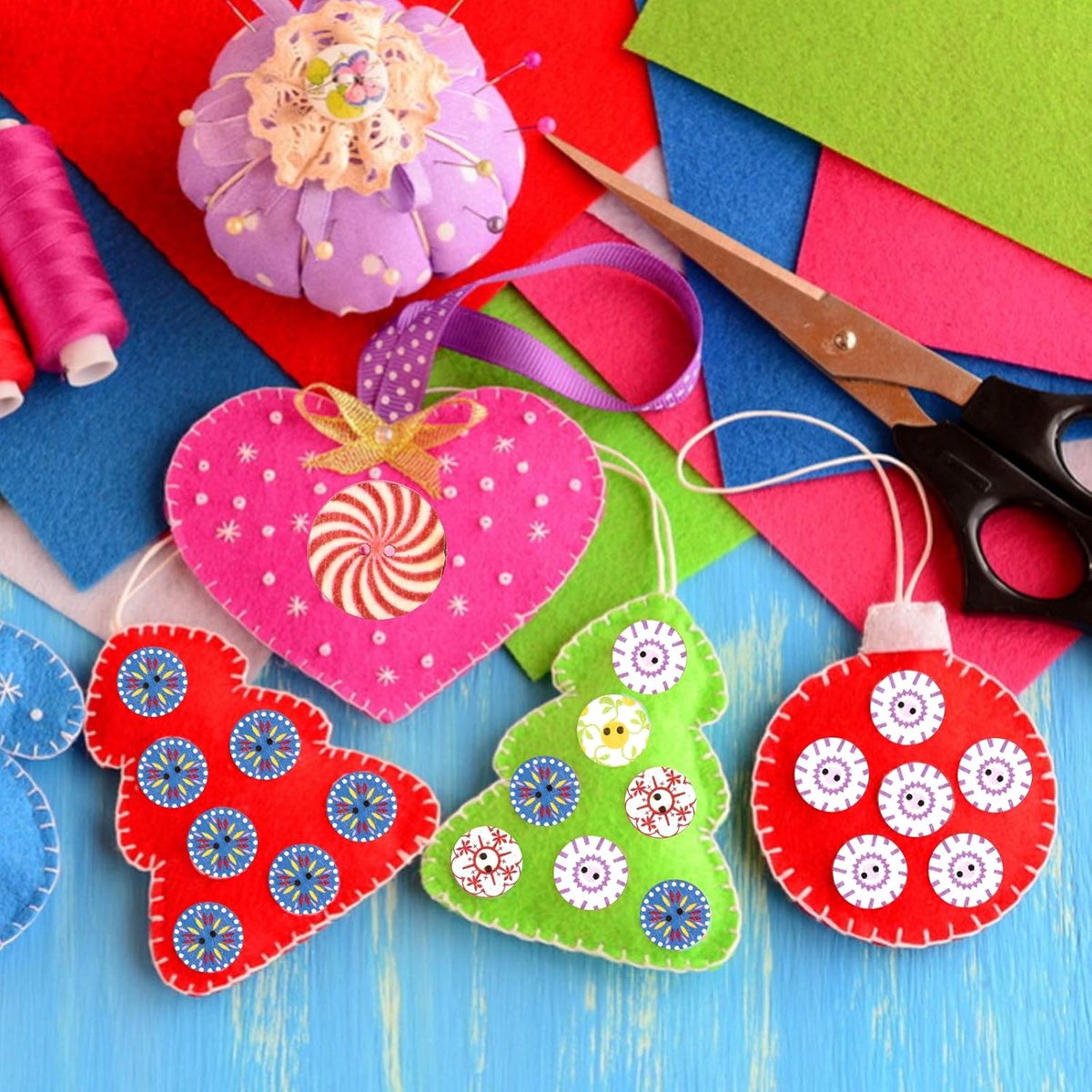 300 pieces - buttons - Clothing Buttons - Sewing Buttons - round children's buttons - 2 holes - wooden sew-on buttons - for sewing, crafting, DIY handmade ornaments - 15 mm, 20 mm and 25 mm, 100 pieces each
