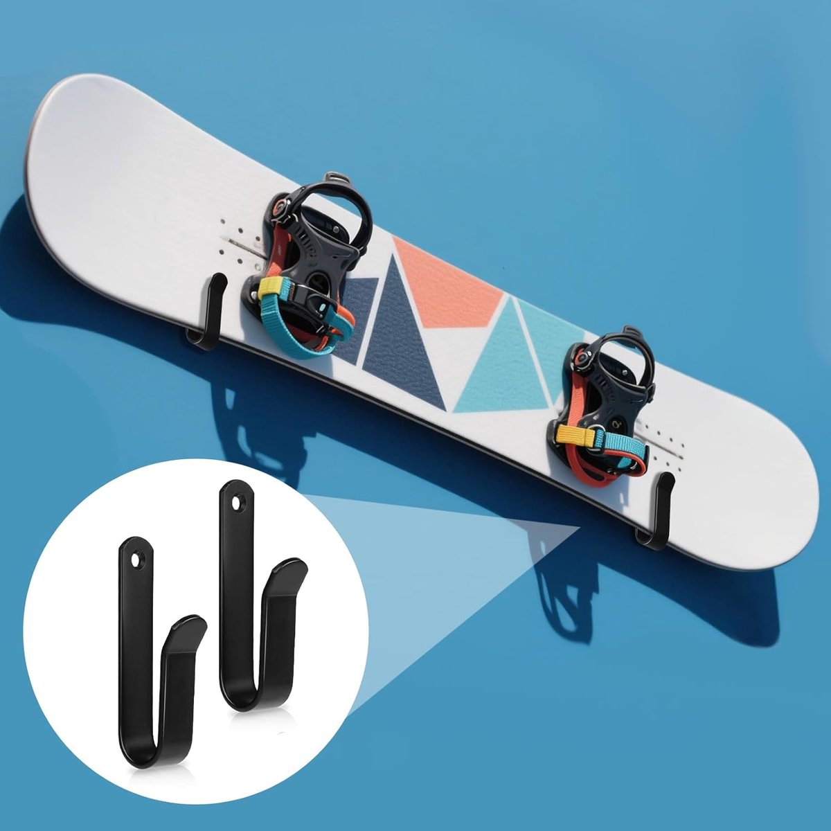 pieces - Skateboard wall mount - snowboard wall mount - snowboard wall mounting clips - horizontal snowboard storage - skateboard display rack stand - towel rack - towel hook - coat hook - with screws - for room, garage - 10*2*3.5 cm - black