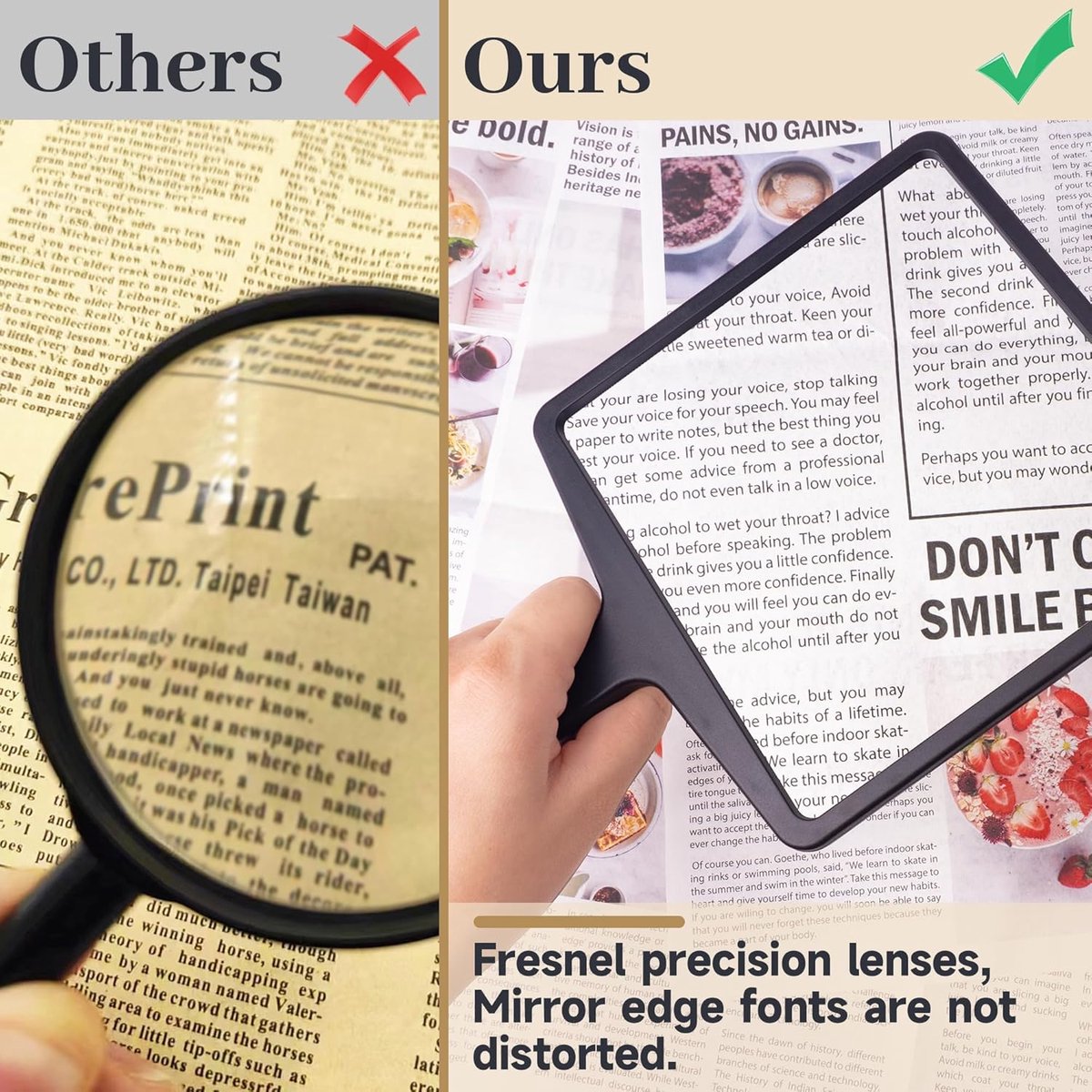 3X magnifying glass - reading magnifier - Reading magnifier for the visually impaired - Fresnel magnifying glass - Handheld magnifier - Magnifying glass with 3x magnification - Reading Magnifier - Magnifying Glass For Reading - Magnifying glass - for seni