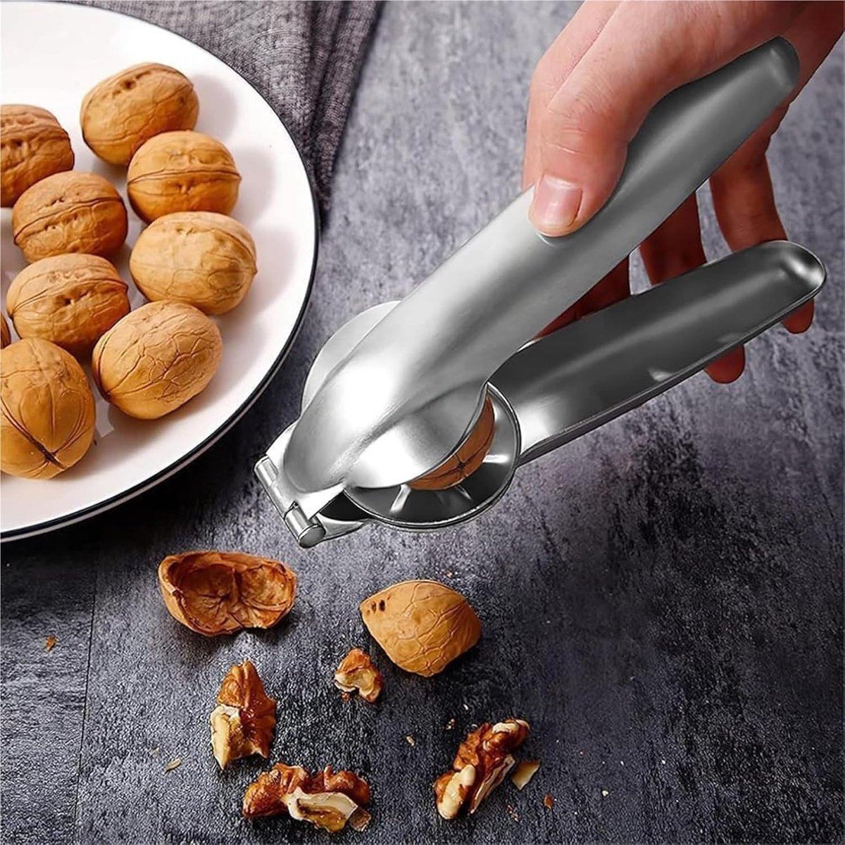 Chestnut opener - Nutcracker - Chestnut clip - Dried fruit opener - chestnut tongs - chestnut cutter - nutcracker tongs - nutcracker - manual chestnut cracker - walnut cracker - chestnut clamp - for chestnuts, walnuts, hazelnuts - 17.5*5.5cm - silver