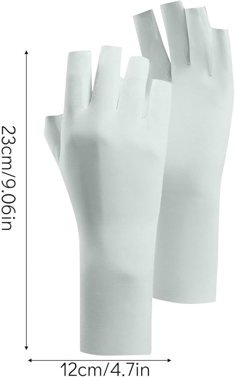 4 pairs - Gloves - Half-finger gloves - women's UV-protective half-finger gloves - summer hand protection gloves - fingerless gloves with sun protection - pink, white, grey and purple - 23 cm