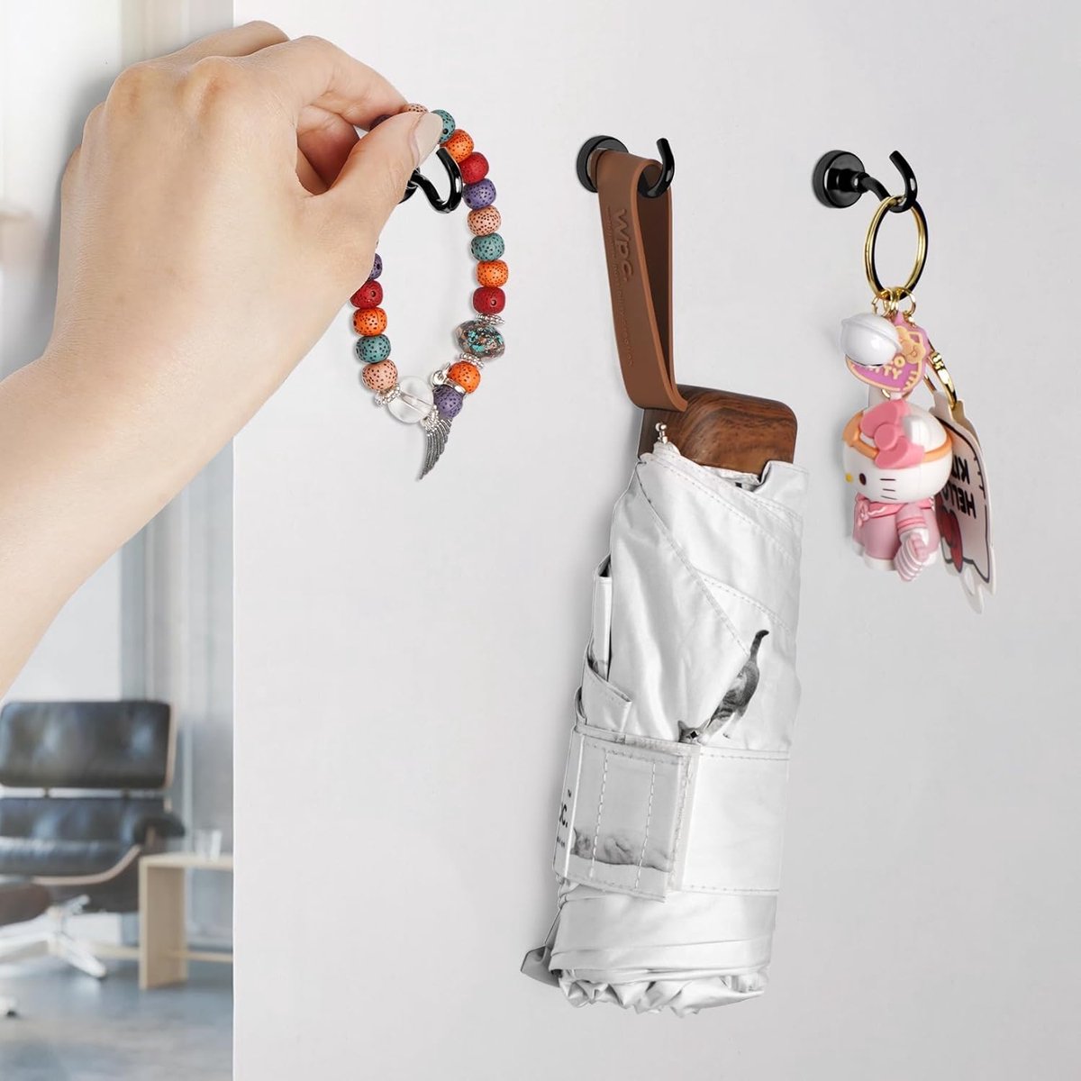 magnetic hook - 6 pieces for more than 5 kg - super strong pulling force - magnet with hook - heavy-duty magnetic hook for hanging, kitchen - black