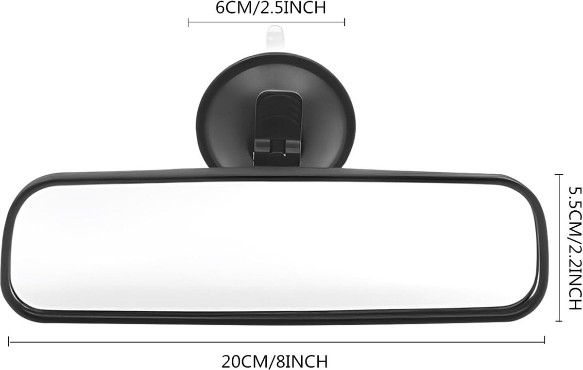 20*6 cm - car rearview mirror - rearview mirror - with suction cup - adjustable - car interior mirror - vehicle interior mirror reduces blind spots - universal - car accessories - for boats, trucks and SUVs - black