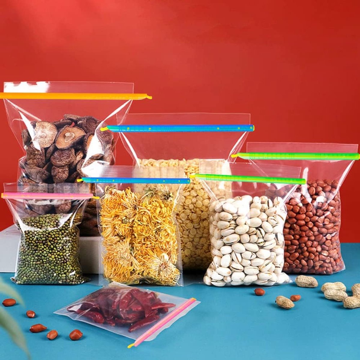 25 pieces - Food clip - Sealing clip - closure clips for bags - resealable food bag clips - reusable food bag - multifunctional clip bag clamps - for kitchen and household seal bags - 9cm, 12.5cm, 18.5cm, 22.5cm, 28.5cm
