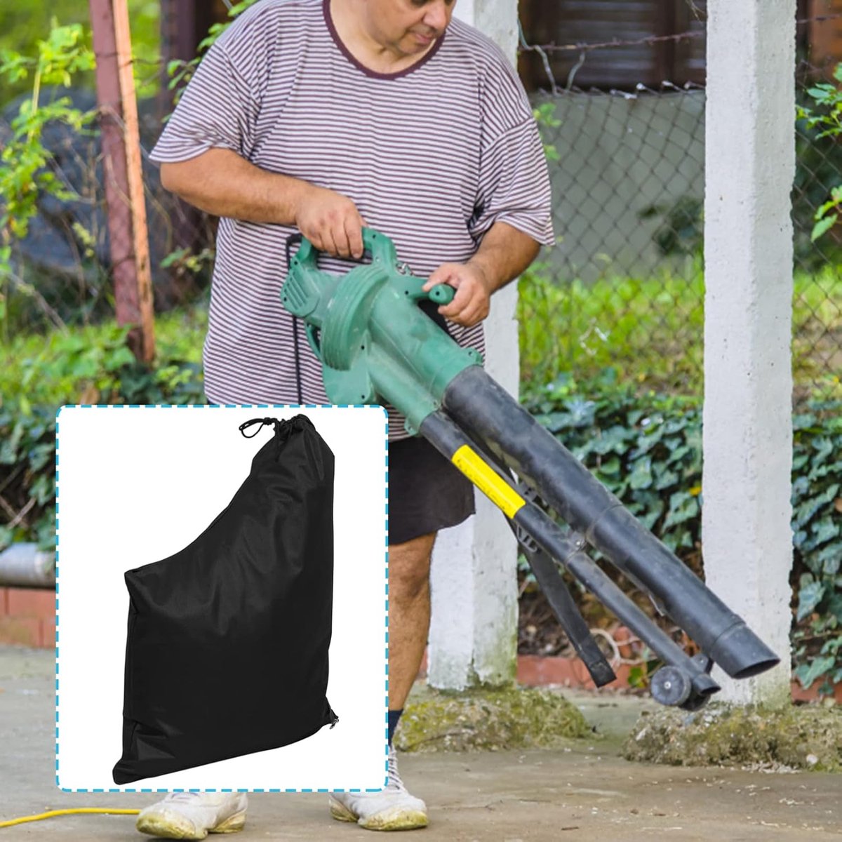 60*44 cm - Leaf blower storage bag - backpack leaf collection bag - universal replacement bag for bottom waste disposal - Oxford cloth garden leaf blower collection bag - with zipper - black