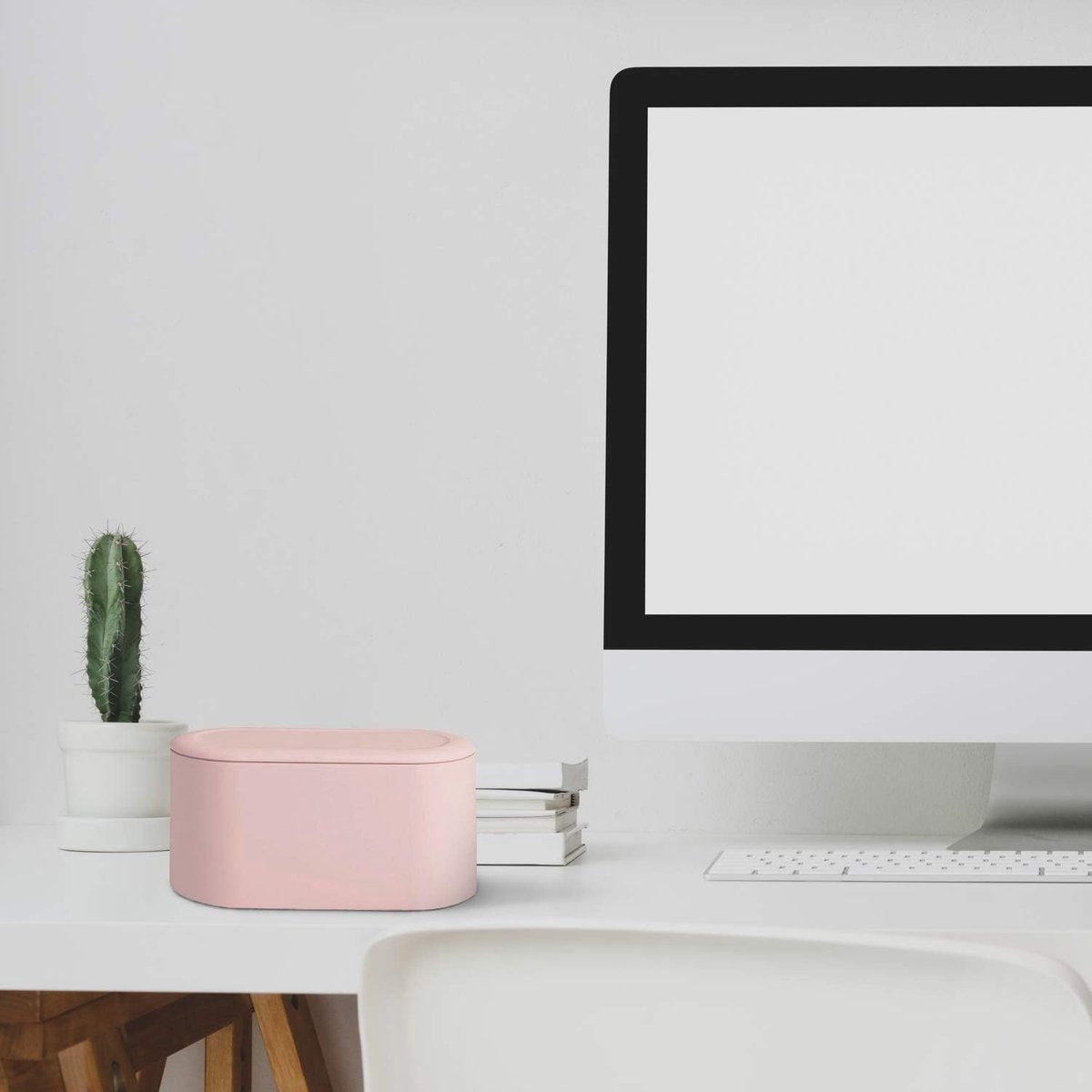 Small Trash Can - Small Tabletop Bin with Push Button Lid - Sturdy - Countertop Waste Bin - Trash Can - Tabletop Waste Bin - Plastic Trash Can - for Office, Bathroom, Kitchen and Bedroom - Pet Food Storage - Pink