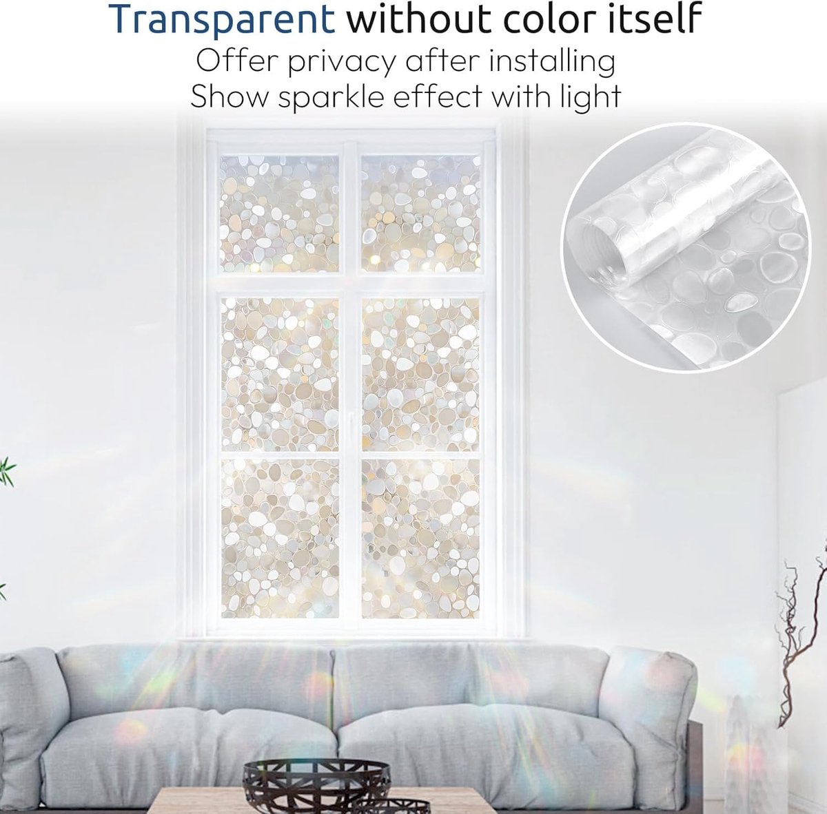 Window film - 50x200cm - privacy window film - stained glass window film - Privacy - Decorative film - static window film - Self-adhesive - Stained Glass - window film - 3D Effect