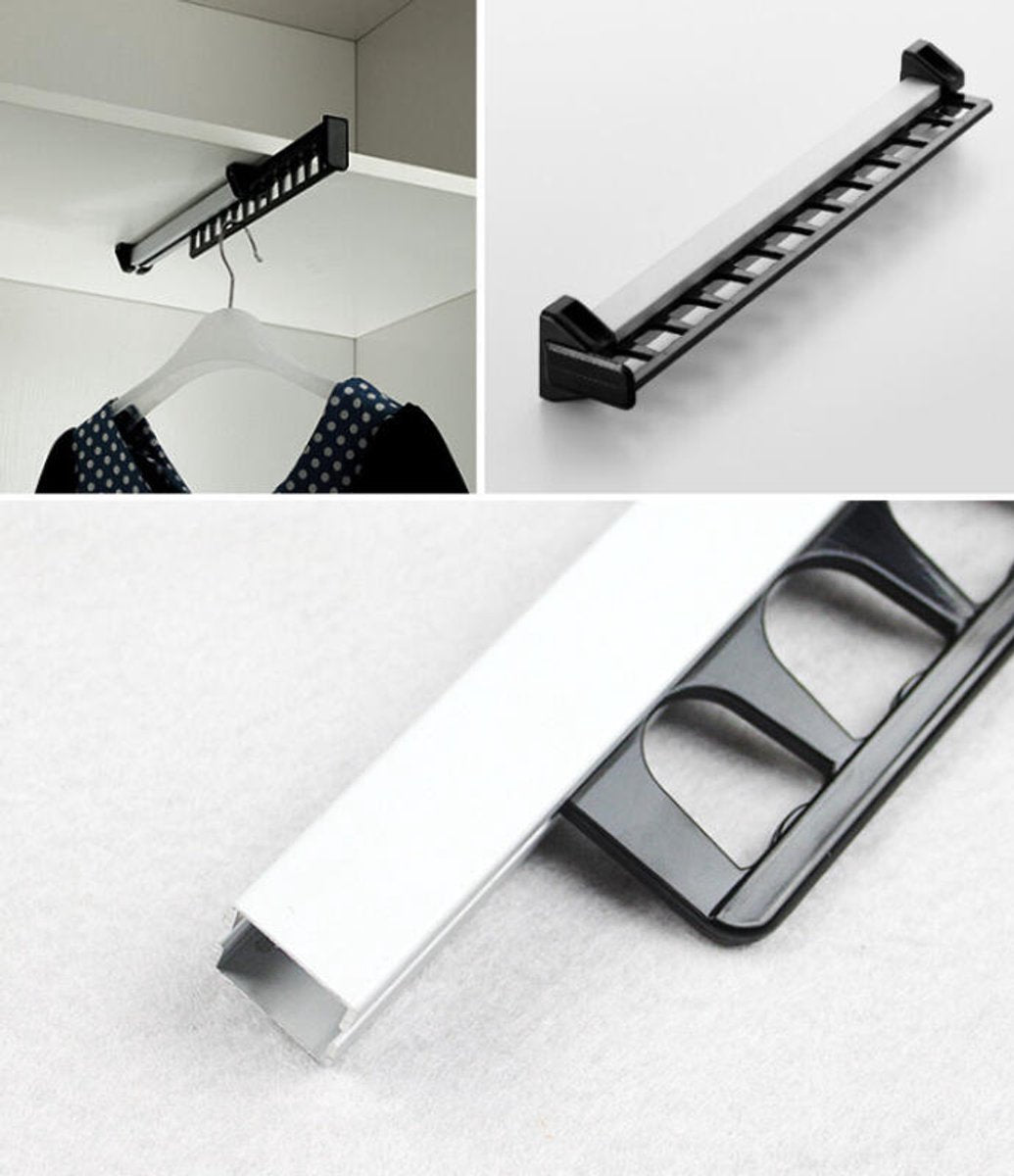 Extendable Clothes Rail - Adjustable Clothes Rail - Telescopic Extendable Clothes Rack - Extendable Clothes Rail - Adjustable Clothes Rail - Clothes Hanger - Metal Wardrobe Rail - Wardrobe Rack - extendable clothes rail - 315*42*50 mm - black