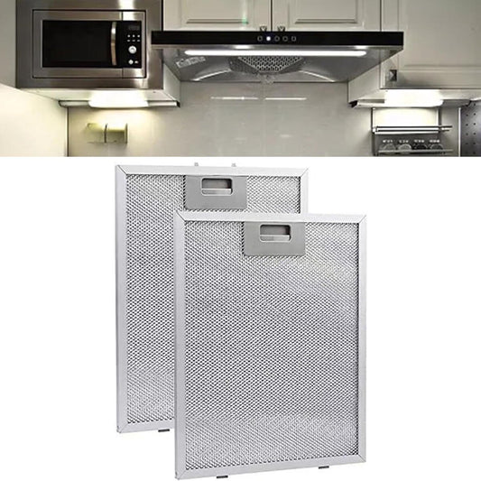 2 pieces - Grease filter - 267*305*9 mm - Range hood filters - 5-layer - Replacement filter for range hood - Aluminium Grease filter - Grease filter for range hood - Filters for range hoods - Metal mesh - Filters - for cooktops, range hoods and ovens - wh