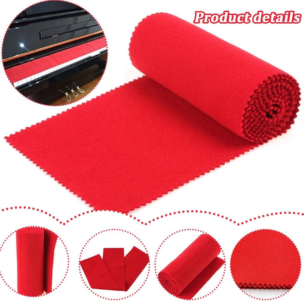 Piano Keyboard Dust Cover - Keyboard Protective Cover - Piano Dust Cover - Suitable for 88 Keys - Universal - Piano Protector - for Digital Electric Piano - for Electronic Keyboard, Digital Piano - Red