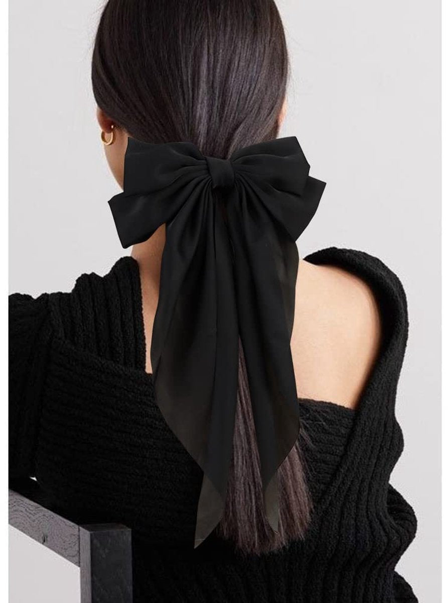 2 pieces - Hair clamp - butterfly hairpin - Hairpin - Hair clip - Hair ornament - Bows of silky soft satin ribbon - Hair accessories - Hair accessories - Hair clamps - large bows for women - Headbands - Bows - Black/White