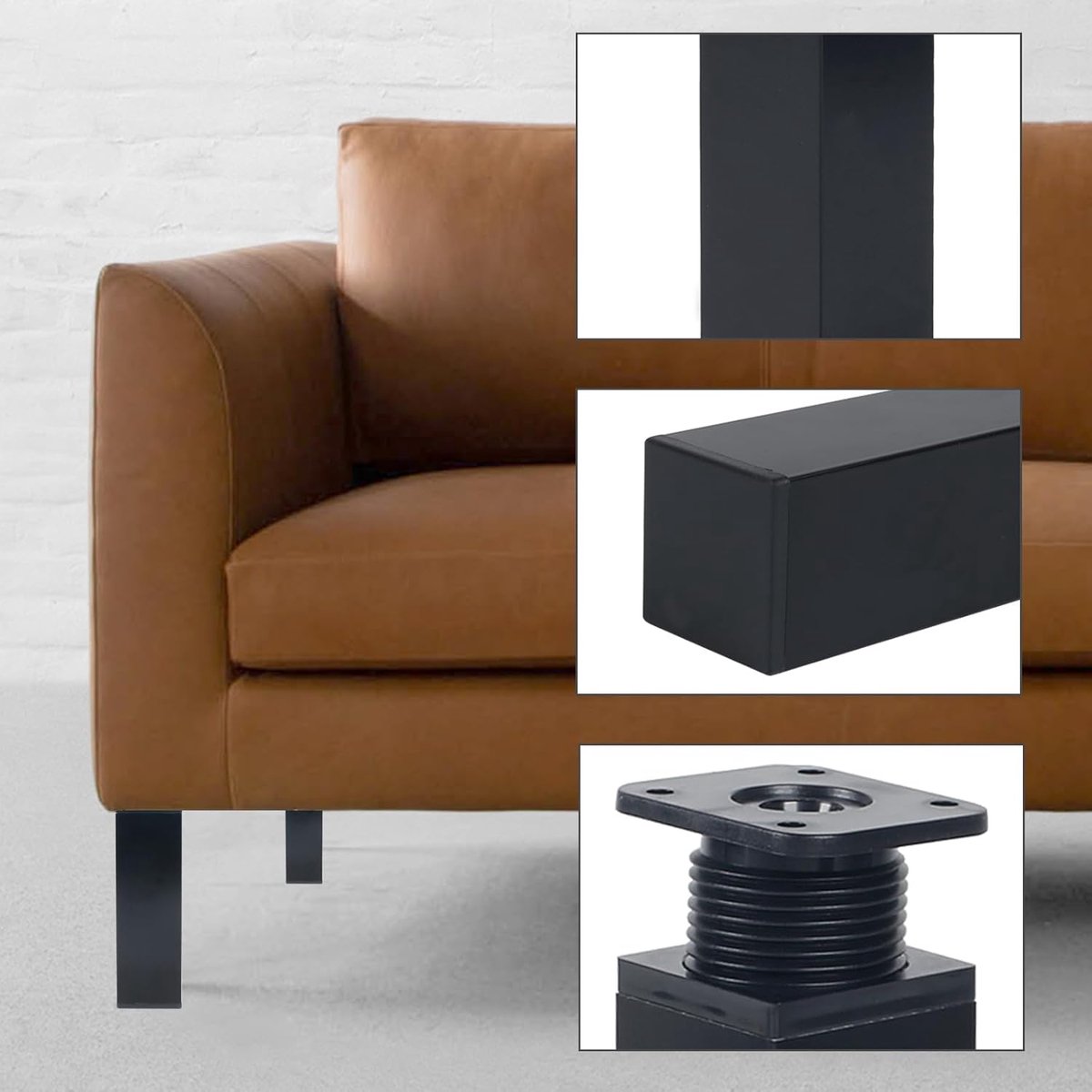 pieces - Furniture legs - 10 cm - Adjustable furniture feet - Adjustable table legs - sofa feet - bed feet - table legs - cabinet feet - cabinet leg - aluminum alloy table legs - for kitchen bench, sofas, coffee tables, furniture, cabinet and bed - black