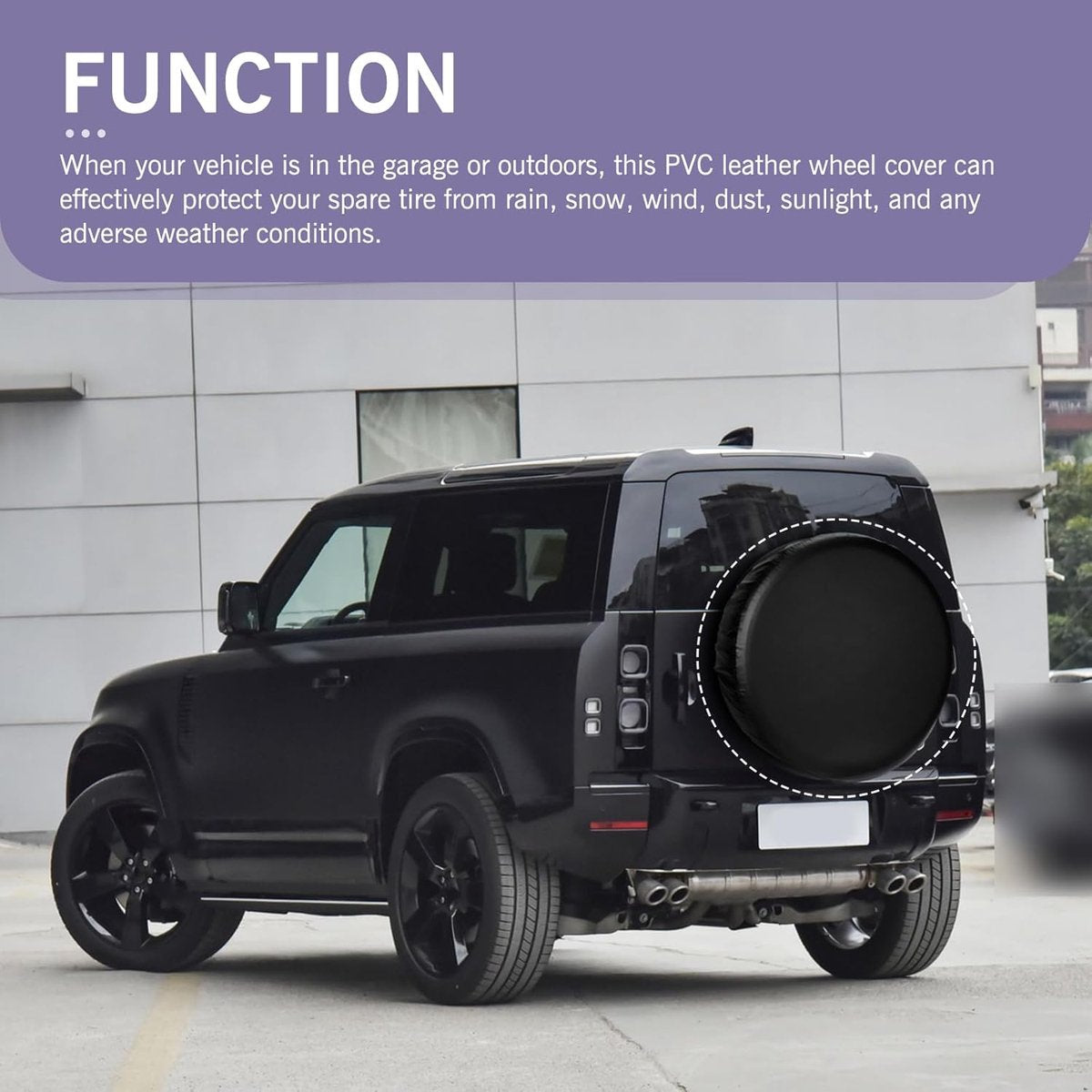 Tire cover - 13 inch - Tire covers - Spare tire cover - Tire dust cover - Spare wheel dust cover - Car tire protective cover - Spare wheel protective cover - Tire storage cover - PVC leather - Dust cover - suitable for tire diameters 56-59 cm - black