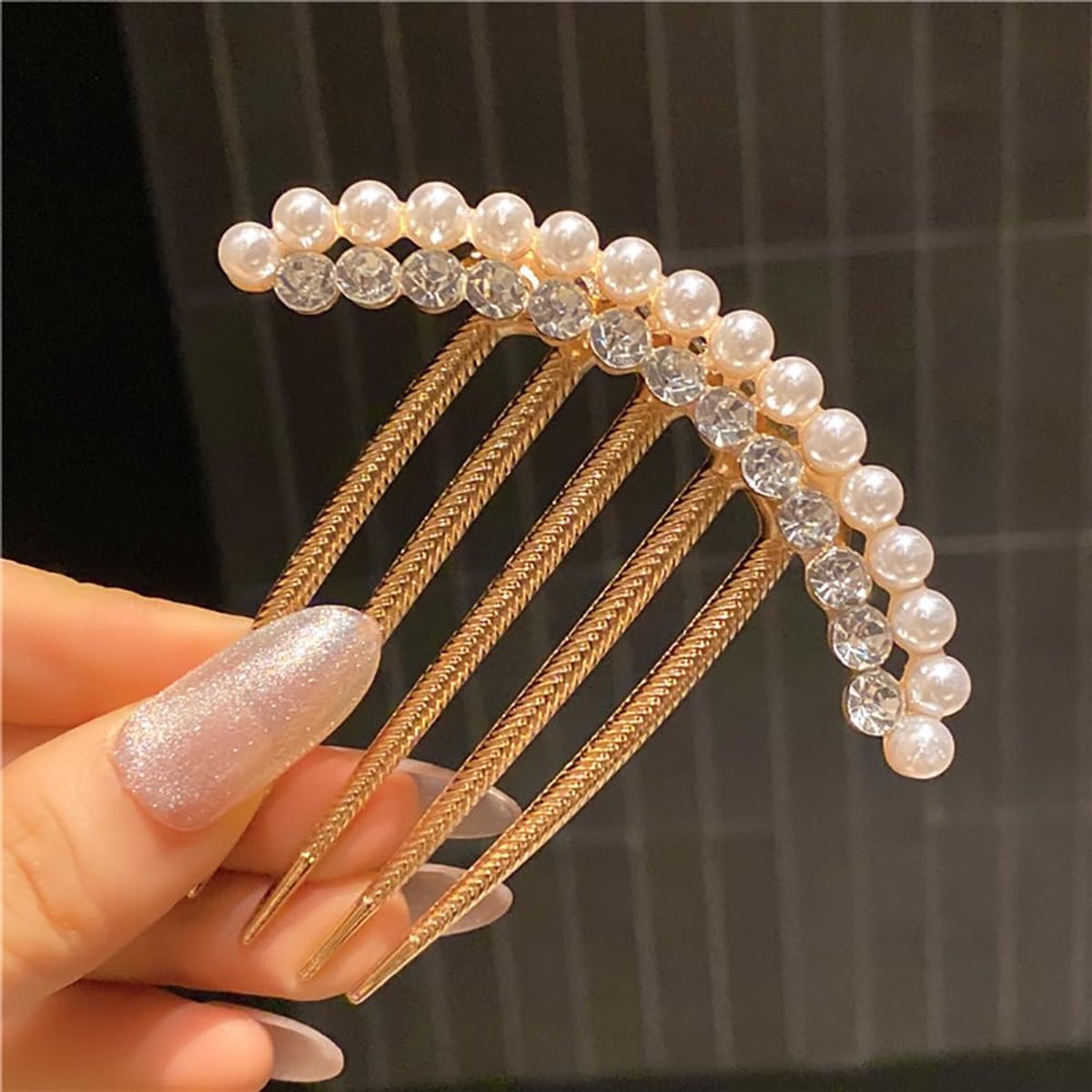 2 pieces - Hair comb - Hair clip - Hairpin - Hair clamps - U-shaped side comb - pearl side hair combs - crystal rhinestone hair comb - bridal hairpieces - decorative combs - hairpins - headwear - hair accessories
