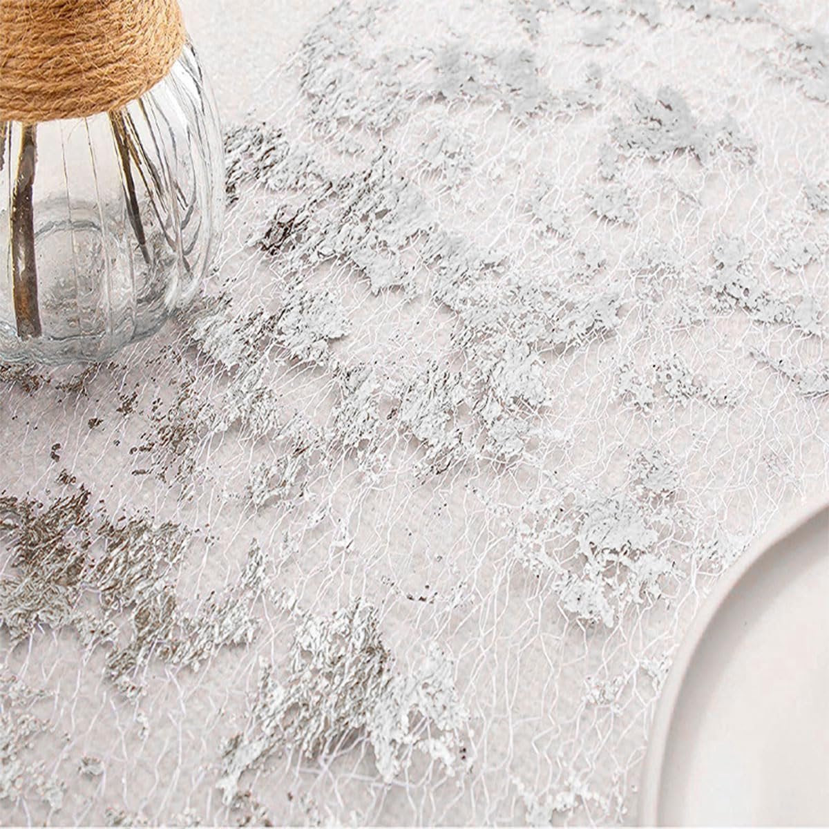 Table Runner - 28*275 cm - Silver Table Runner - Silver Gold Foil Table Runner - Tablecloth - Polyester Table Runner - Sparkling Metal Mesh Roll Table Runner - for Wedding Decorations, New Year's Decorations, and Birthday Parties