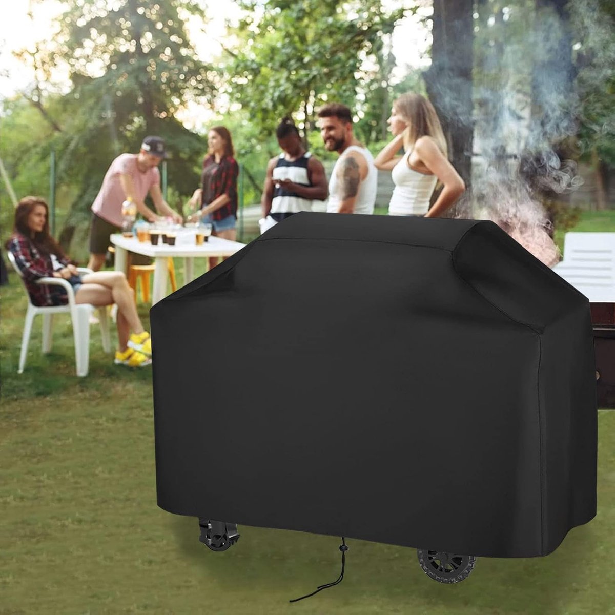 190*71*127 cm - BBQ Cover - Barbecue Covers - Waterproof Barbecue Protective Cover - Waterproof Protective Cover - 210D Robust Outdoor Grill Cover - Windproof - UV-resistant - Tear-resistant - Weatherproof Gas Grill Protector - With Storage Bag - Black