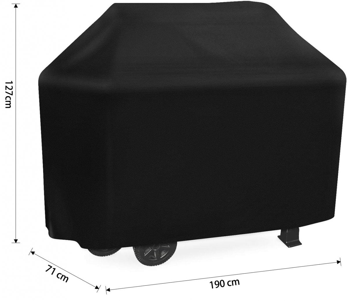 190*71*127 cm - BBQ Cover - Barbecue Covers - Waterproof Barbecue Protective Cover - Waterproof Protective Cover - 210D Robust Outdoor Grill Cover - Windproof - UV-resistant - Tear-resistant - Weatherproof Gas Grill Protector - With Storage Bag - Black