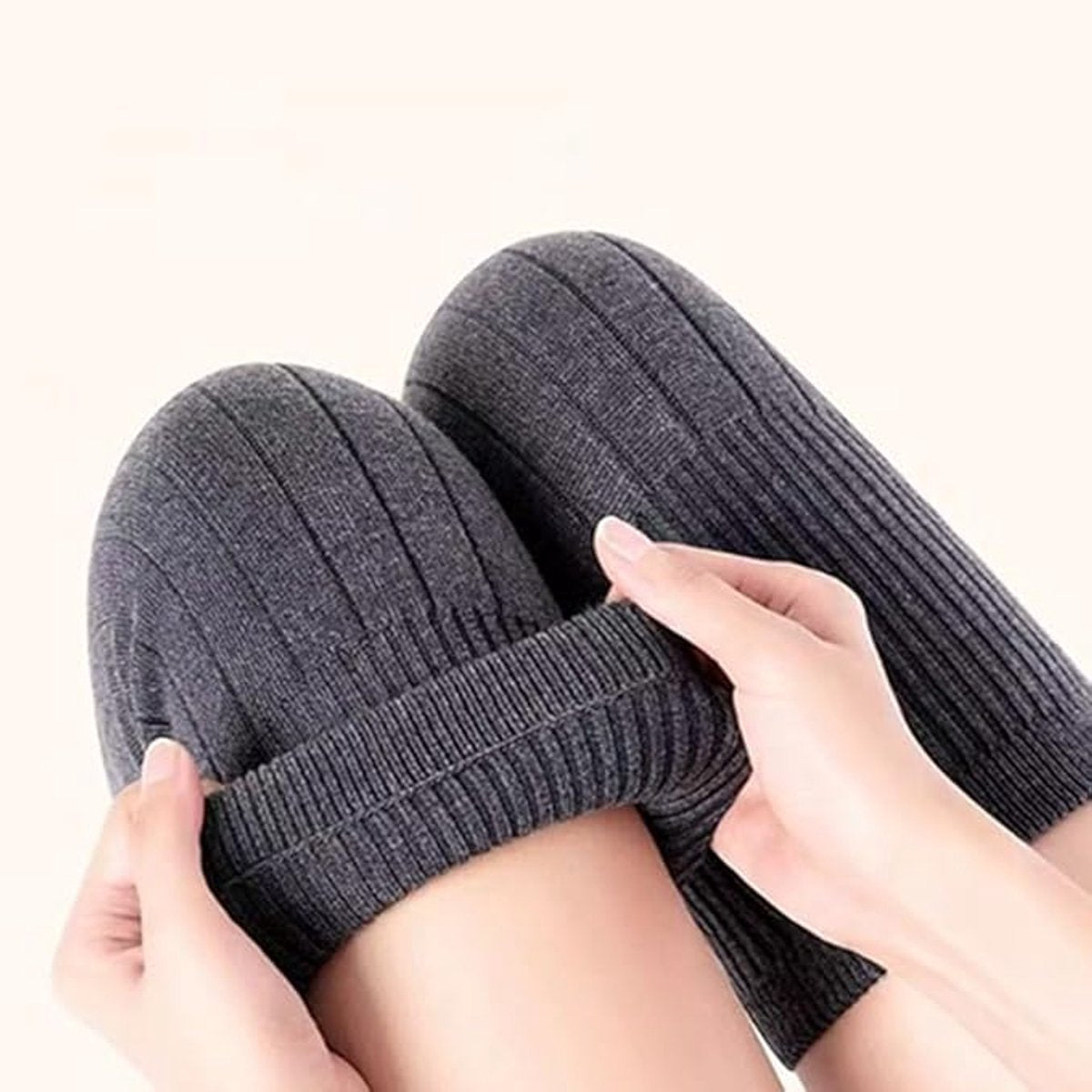Pair of knee pads - knee socks - Leg support and warmth - Winter heating - Long - Knee pads for cycling, skiing and running - Thickened knee pads - Size L - for weight 100-130