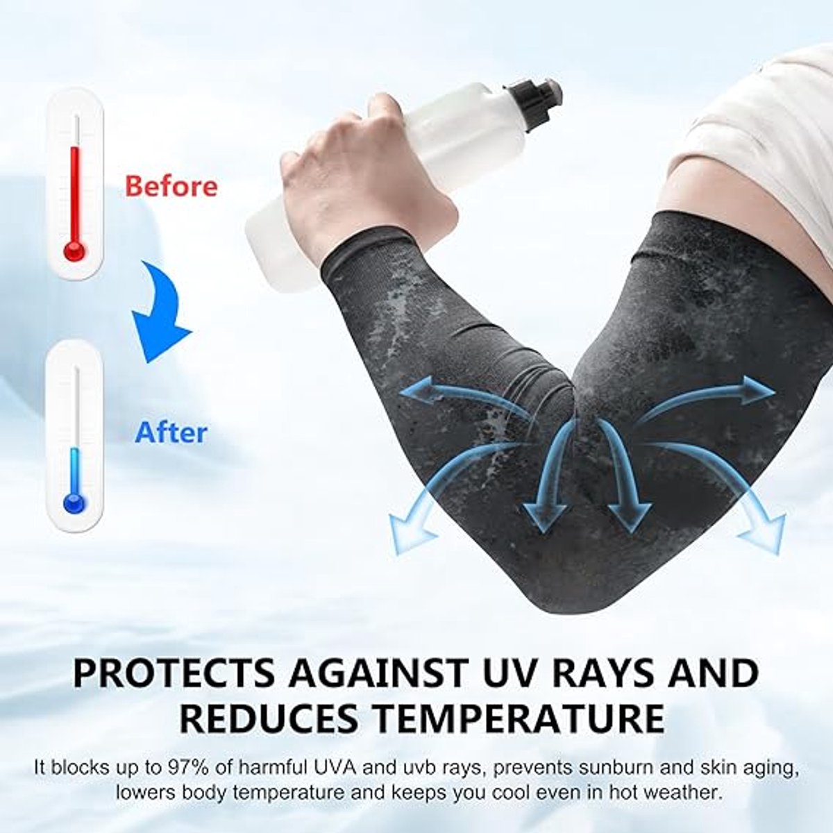 4 pairs of sleeves - Unisex - Sleeves - Ultralight sleeves - Arm Sleeve - UV protection for arms - Sunscreen Sleeve Ice Side Arm Sleeves - Comfort Cooling Sports Compression Sleeves - Ideal for sports, cycling, golfing - Black/Grey/Dark Grey