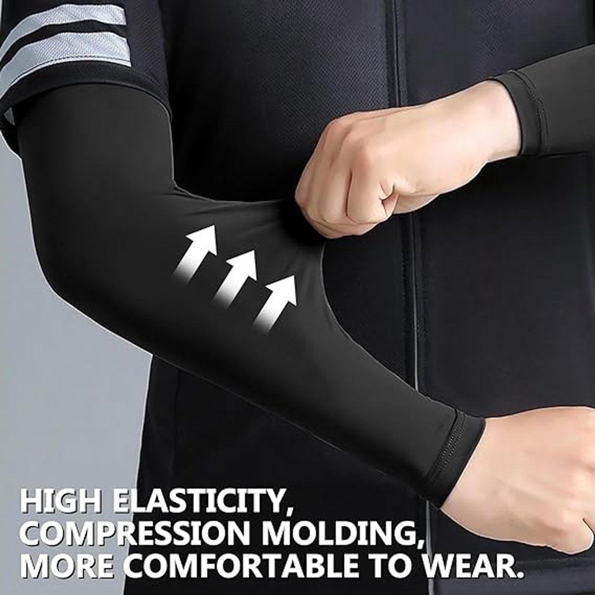 4 pairs of sleeves - Unisex - Sleeves - Ultralight sleeves - Arm Sleeve - UV protection for arms - Sunscreen Sleeve Ice Side Arm Sleeves - Comfort Cooling Sports Compression Sleeves - Ideal for sports, cycling, golfing - Black/Grey/Dark Grey