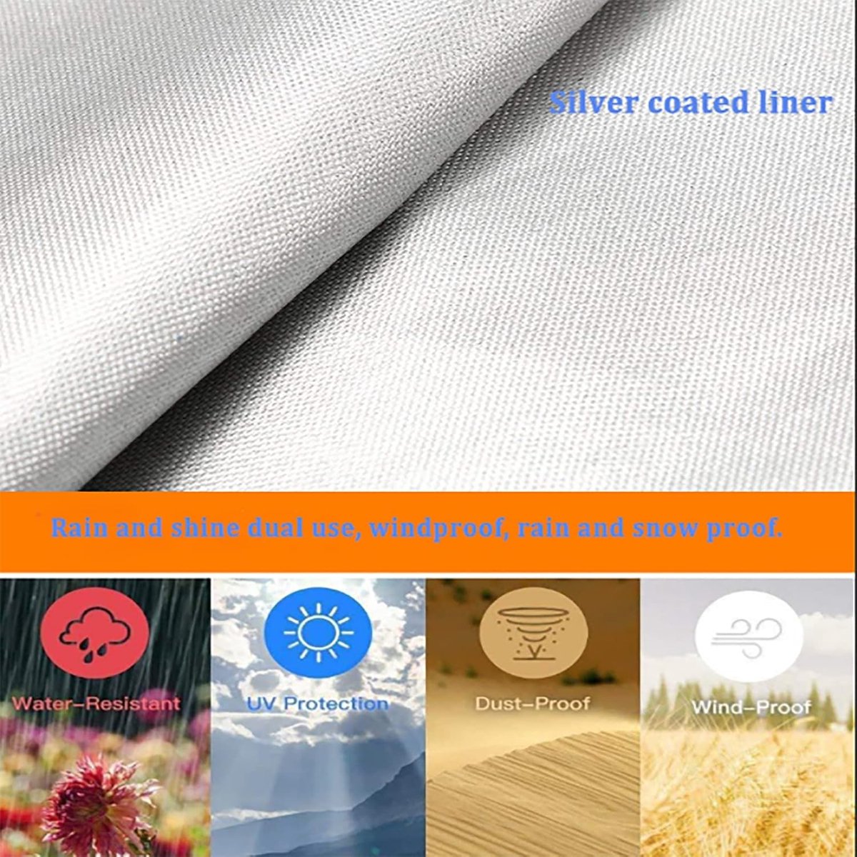 Outdoor parasol rain cover - Parasol cover - Dustproof - Waterproof - Parasol protector - Standing parasol cover - Dust cover - Durable all-season parasol cover - Beige/Brown - 200 × 55/60cm