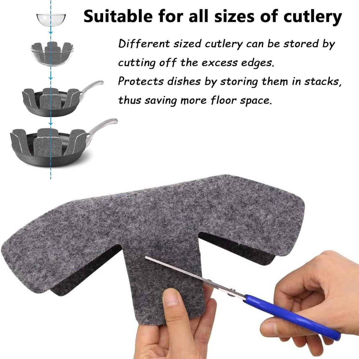 6 pieces - Pot holders - 38 cm - Pot protectors - Felt pot holders - coasters - felt pot protectors - cookware protector - kitchen utensils - for stacking pots, frying pans, ceramic pots, induction, glassware - grey