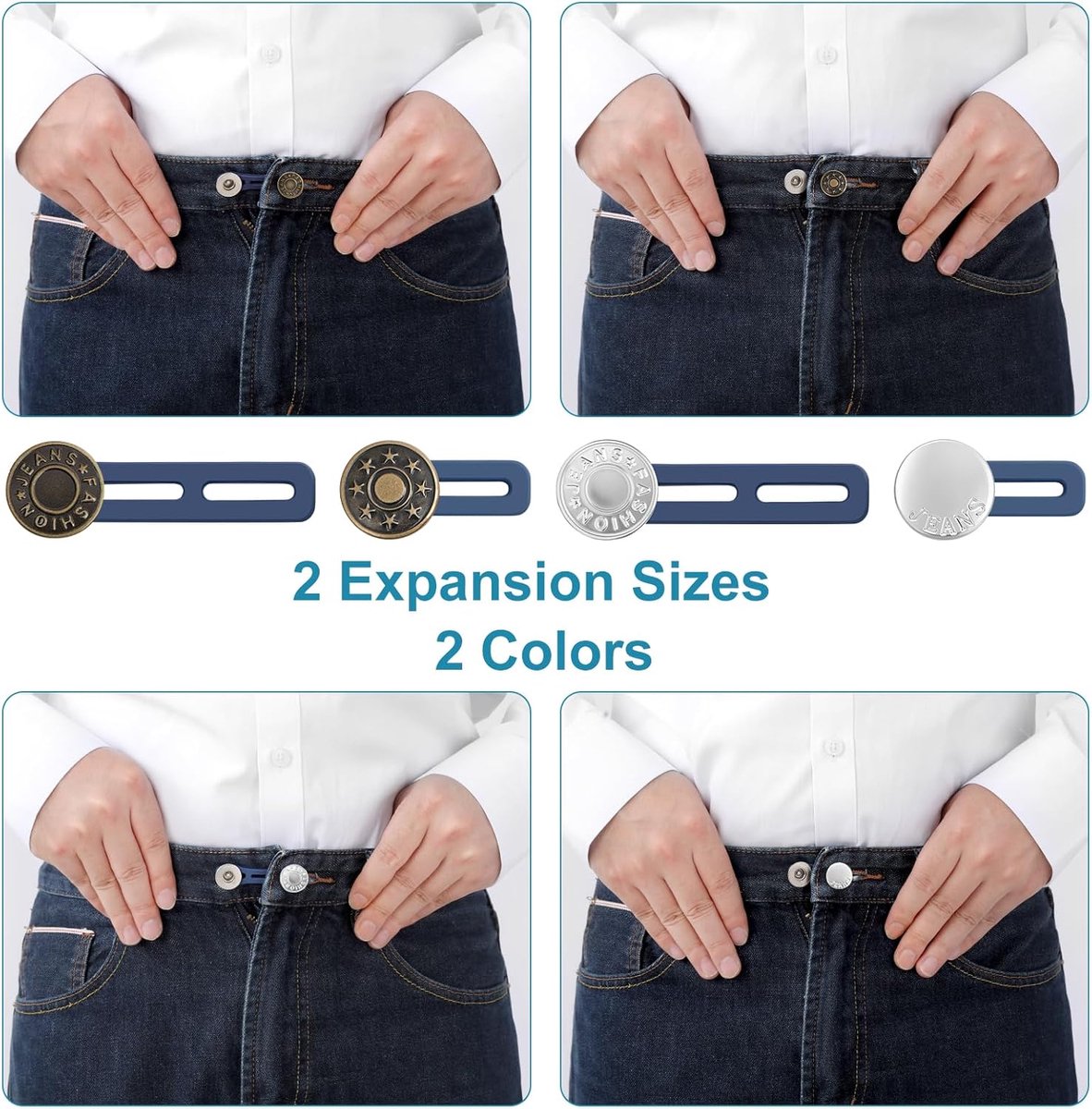pieces jeans button extenders - Buttonhole Extender - Trouser Widening Button - Waistband Extenders - Unisex - Instant Waist Extender Buttons - Trouser Extender - Jeans Trouser Extender - No Sewing Required Jeans Waist Extenders
