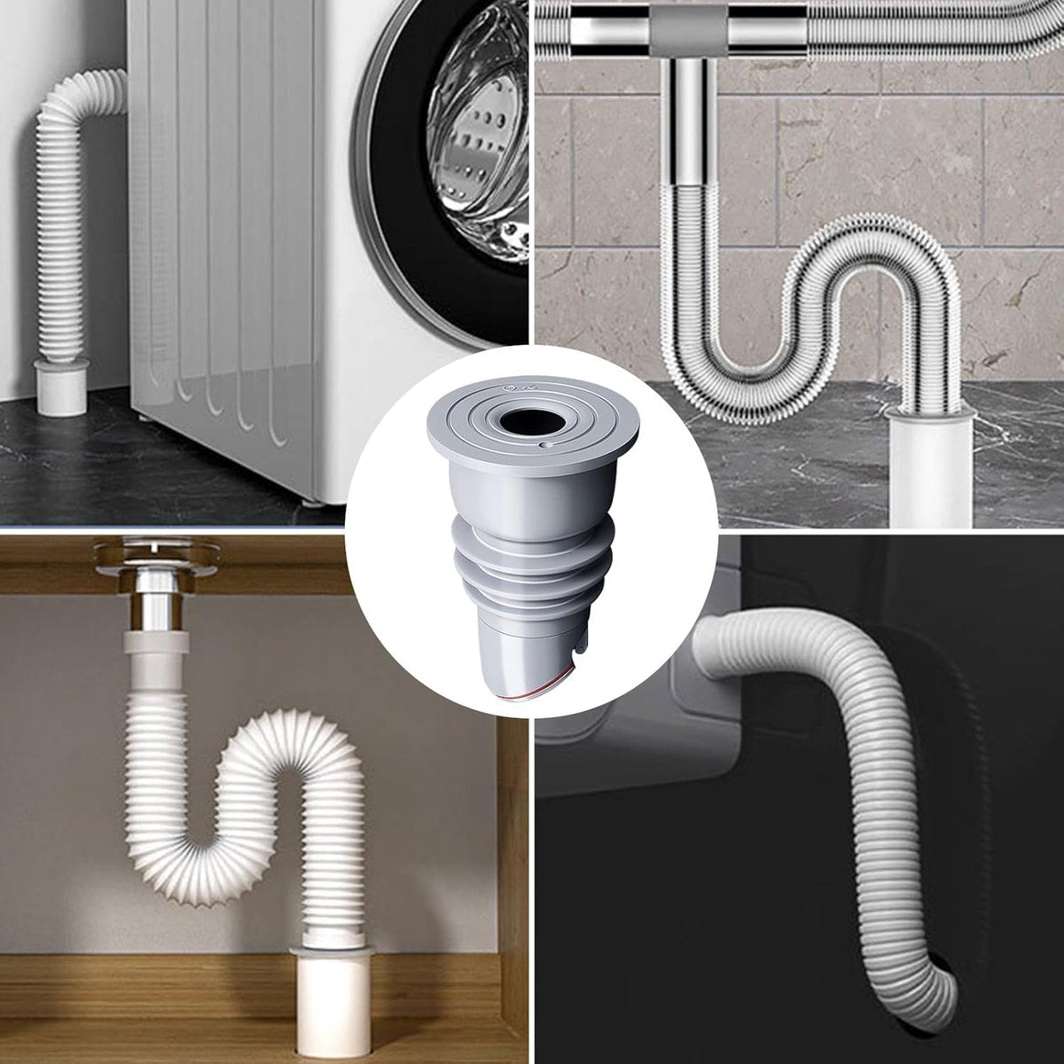 Washing machine drain plug - Sealing ring - suitable pipe inner diameter 35-40 mm - Drain plug - Sewer seals - Floor drain plug cover - drain pipe seal - anti-odor drain seal - with lid - for home, kitchen and bathroom - grey