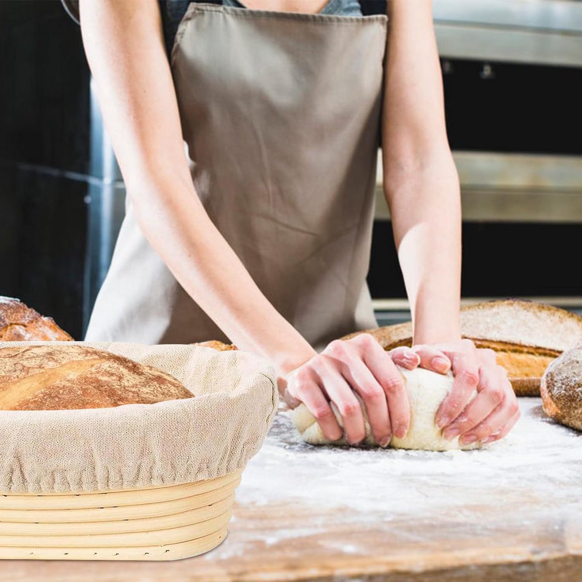 2 pieces - Bread proofing basket - Small proofing basket - Oval bread proofing basket - sourdough proofing basket - small proofing basket - proofing bowls - baking accessories - rattan storage bowl - lined - for professional and home bakers - oval - 25*15