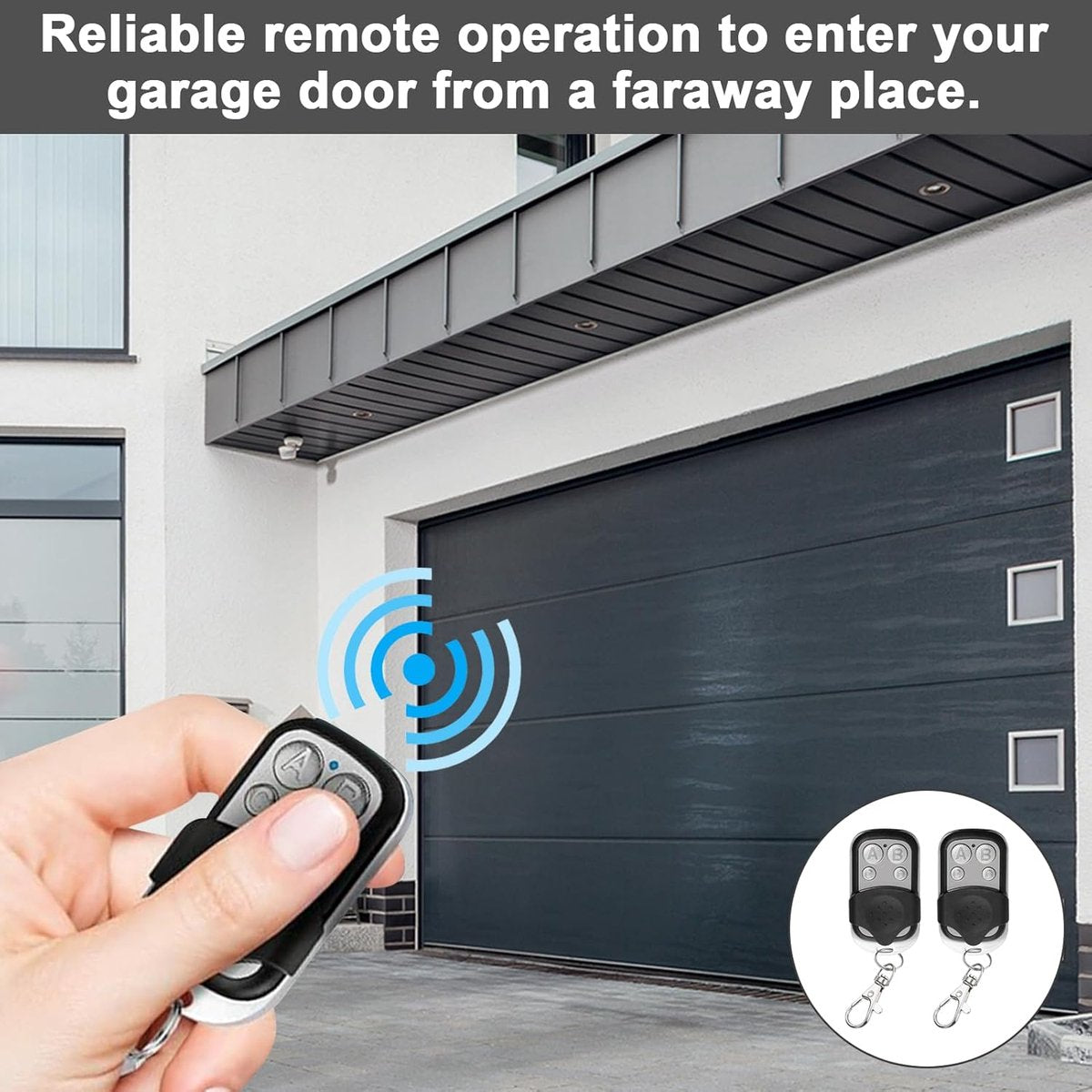 pieces - 433 MHz - Remote control - Garage door openers - Remote control for car garage door - universal garage door remote control - automatic garage door remote control - for car garage door - with keychain - 4 channels