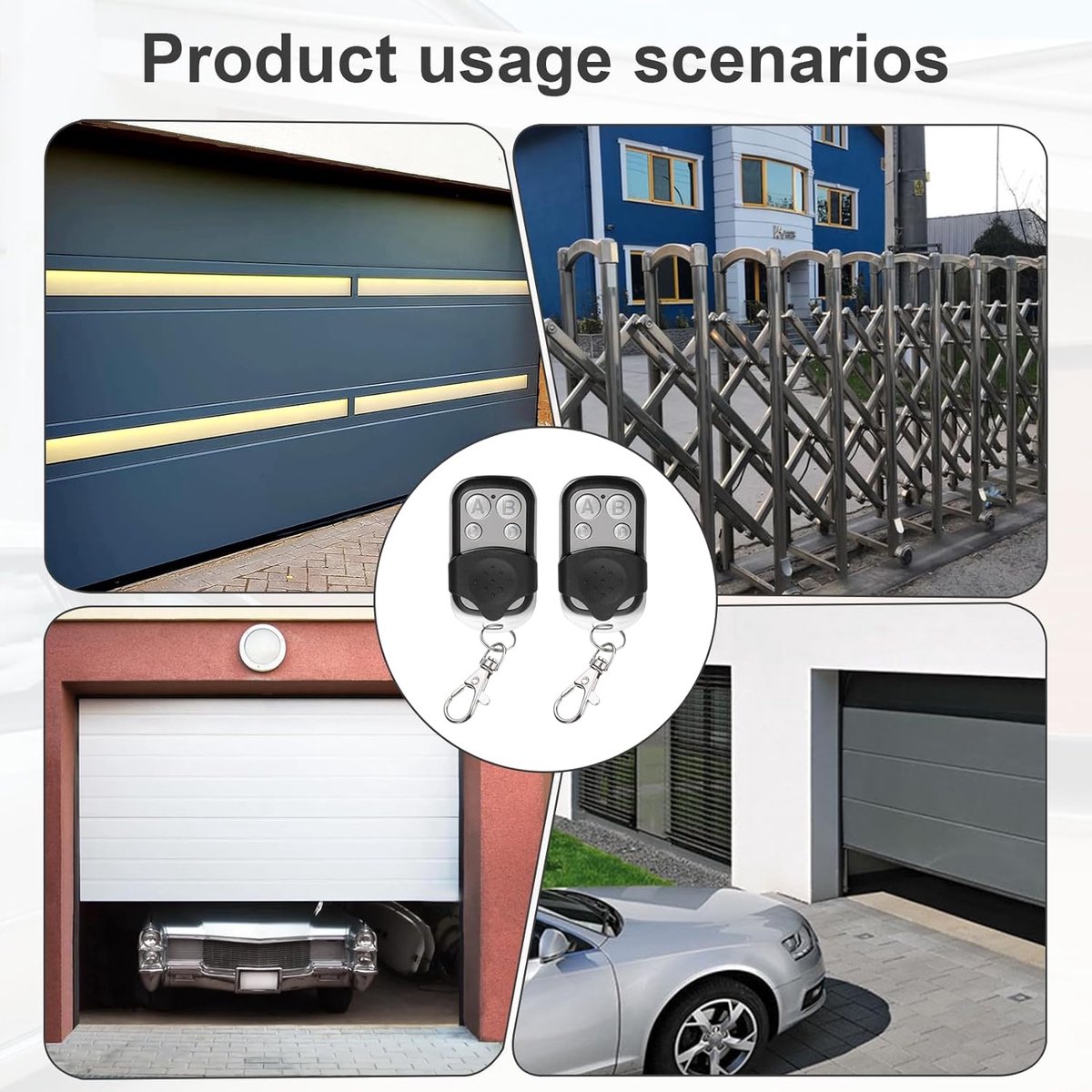 pieces - 433 MHz - Remote control - Garage door openers - Remote control for car garage door - universal garage door remote control - automatic garage door remote control - for car garage door - with keychain - 4 channels