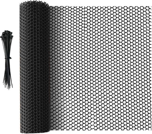 Plastic Fencing Net - 40 cm * 3 m - Chicken Wire - Cat Net - Dog Fencing - Bird Net - Pet Trap Net - Garden Mesh - Plastic Mesh - Plant Net - with 20 fixed straps - for dogs, cats, chickens and other small animals - Black