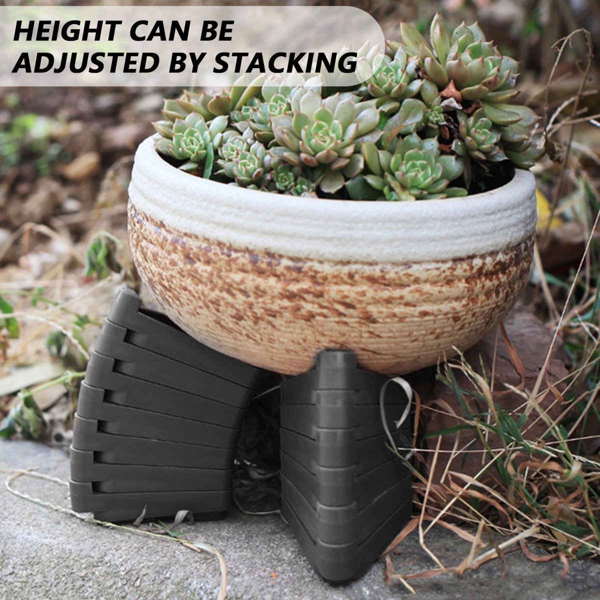 12 pieces - Flowerpot feet - Pot feet - Plant supports - Planter coasters - Flowerpot lifters - Triangular Planter Feet - Flowerpot risers - Non-slip - Breathable - Flowerpot feet - for Outdoor Plant Pots and Flowers - 7*5.5*2 cm - black