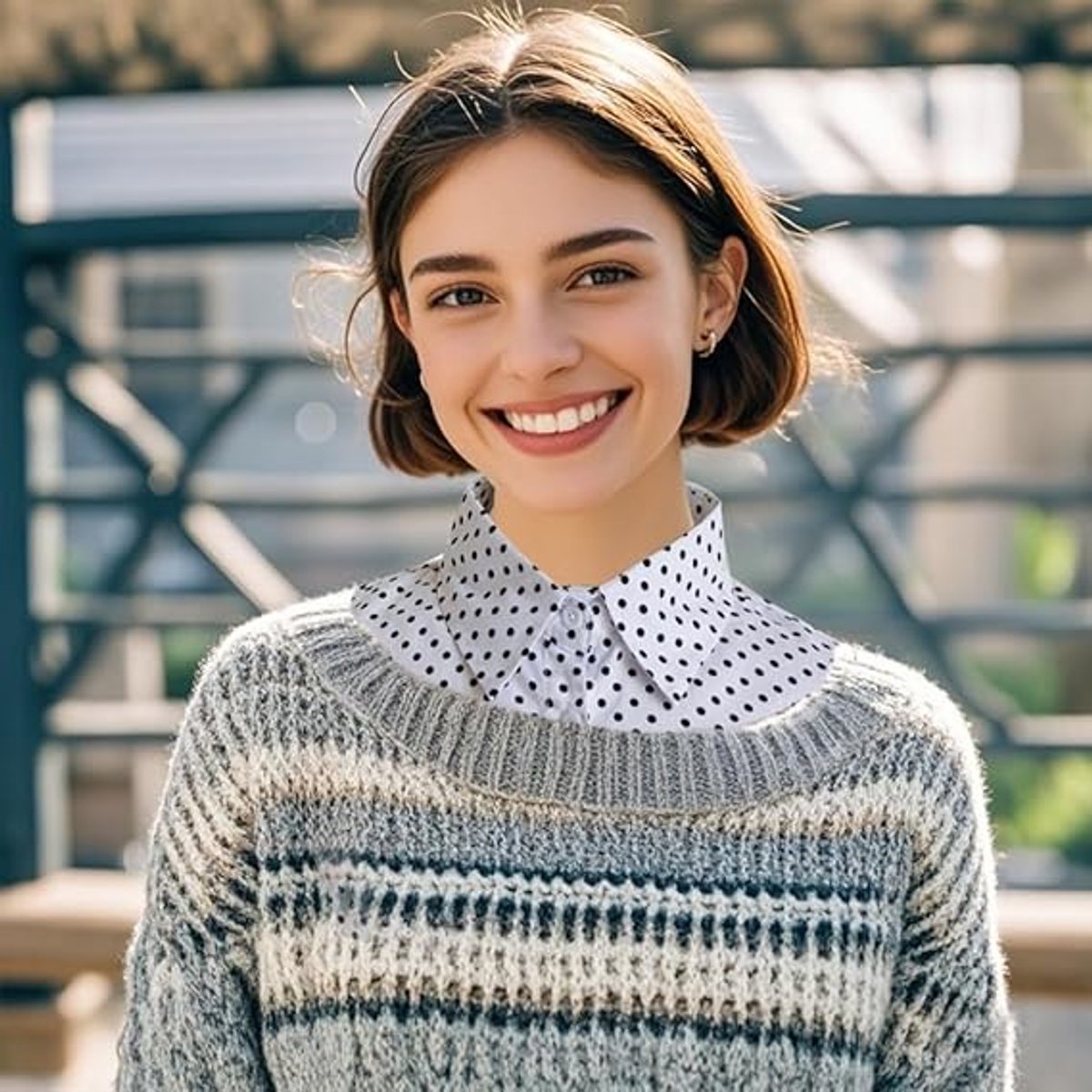 2 pieces - Women's Shirt Collar - Shirt Collar - Detachable Collar - Small Shirt Collar - Faux Detachable Collar - Detachable Pointed Collar - Small Collar - Pointed Collar - Shirt Replacement - Blouse - Adjustable - One Size - White and Black Dots