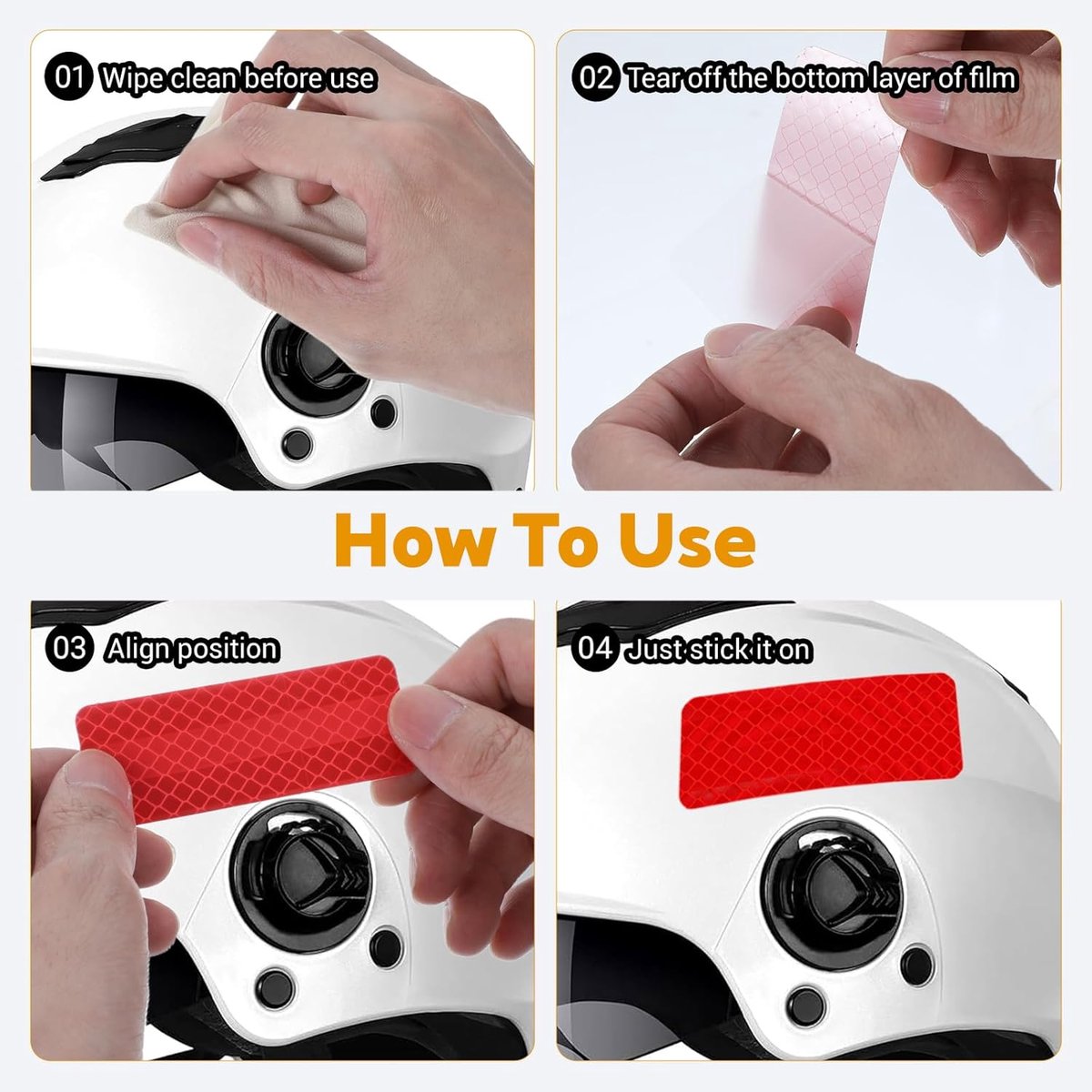 100 pieces - reflective stickers - reflective tape - reflective safety warning strips - reflective strips - waterproof - for bicycles, helmets, cars, mailboxes, backpacks, trailers and outdoor equipment - rectangle and arrow