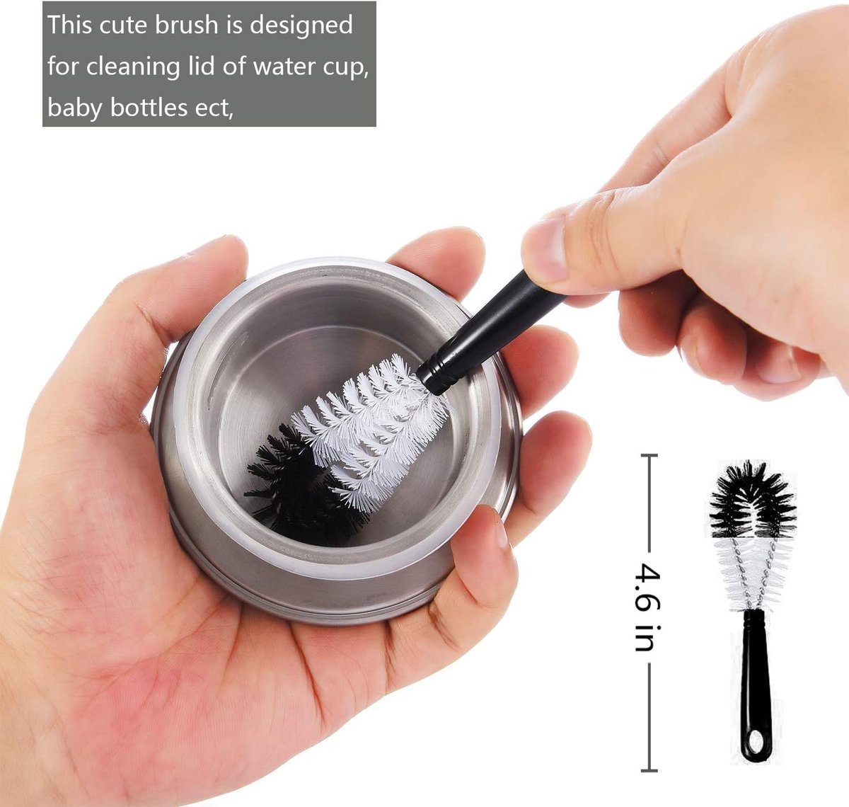 8-Pack Bottle Cleaning Brush Set - Cleaning Brush - Bottle Brush - Black bottle cleaner with long handle - for washing narrow wine/beer bottles/thermos flask/bottle cup/sports tank/kettle - lid brush - straw brush - Bottle cleaner