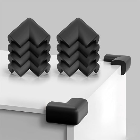 Furniture Corner Protectors - 8 Corners - Baby Corner Protectors - Self-adhesive Soft Rubber - Foam Protectors - Pre-glued - Baby and Child Protection Set - Table Corner Protectors - Non-Toxic and Safe - Black