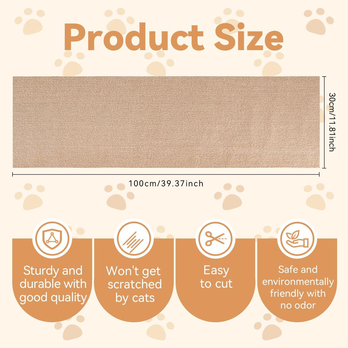 Scratching Post - 30 x 100 Cm - Scratching Mat for Cats - Kitten Toy - Anti-scratch cat sofa protection scratching post - Climbing Wall - Cat Climbing Wall - for furniture, walls, sofas and carpet - Scratching Mat for Sofa - Easy to cut - Self-adhesive -