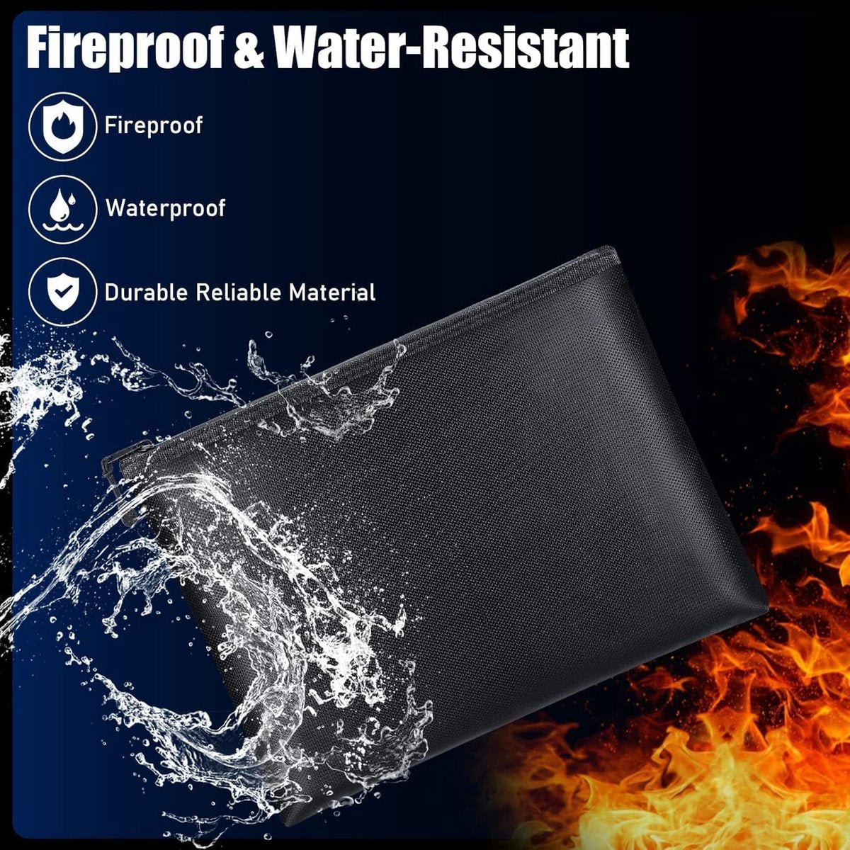 Fireproof Document Bag - 2 Pack - Fireproof and Waterproof Cash Bag with Zipper - Fireproof Document Bags - 13.4 x 9.4 Inch Waterproof and Fireproof Cash Bag Document Holder with Zipper - Fireproof Safe Storage Bag