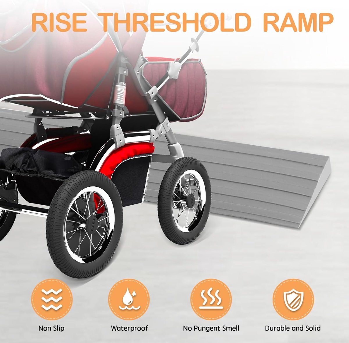 Threshold ramp - 1 m*10mm*50mm - Rubber threshold aid - Threshold ramps - Driveway ramp - Threshold ramps for doors - Loading ramp - Threshold plate - Anti-slip - self-adhesive rubber threshold ramp - for wheelchairs, strollers and scooters - grey