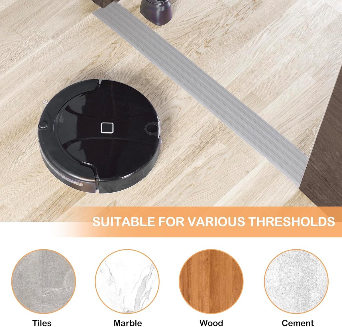 Threshold ramp - 1 m*10mm*50mm - Rubber threshold aid - Threshold ramps - Driveway ramp - Threshold ramps for doors - Loading ramp - Threshold plate - Anti-slip - self-adhesive rubber threshold ramp - for wheelchairs, strollers and scooters - grey