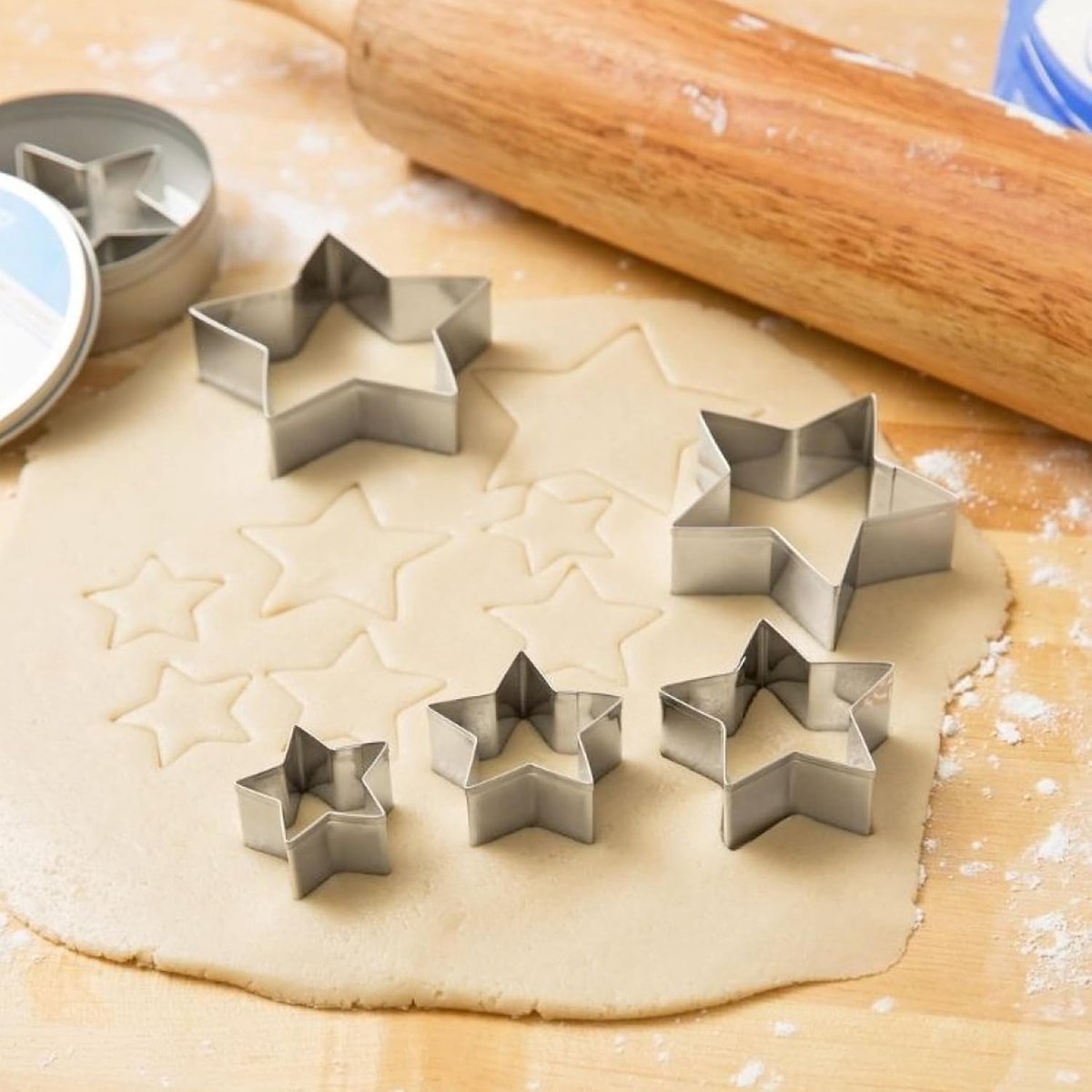 pieces - Cooking rings - star-shaped cookie mold - star-shaped cookie cutters - loaf pan - small cookie cutters - dessert rings - cake rings - baking molds - molds - for baking and cooking cakes, mousses, and desserts - silver