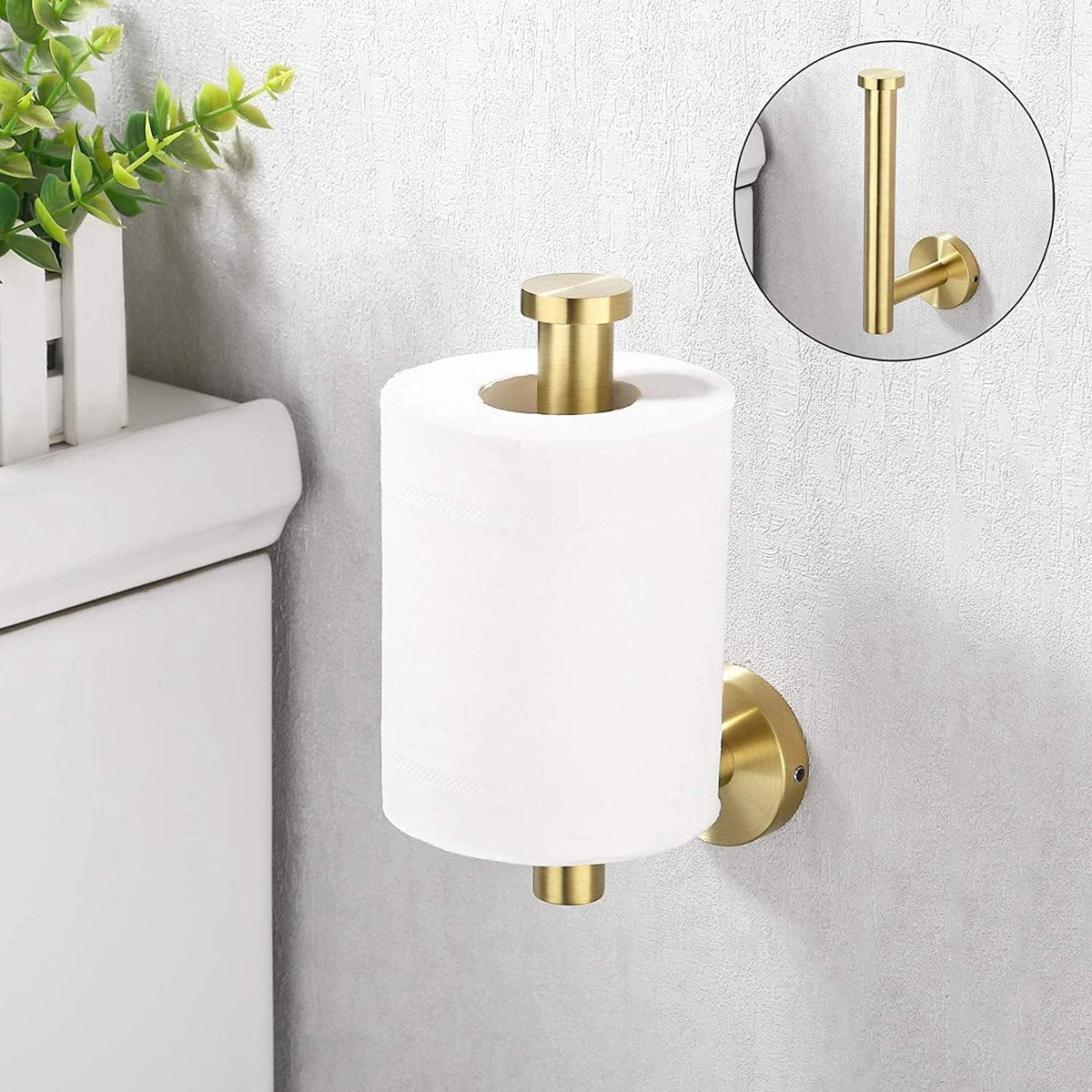 Wall-mounted toilet roll holder - Paper towel holder - waterproof - rustproof - 304 stainless steel toilet roll holder for bathroom - with screws - bathroom accessories - 163*80*47 mm - gold