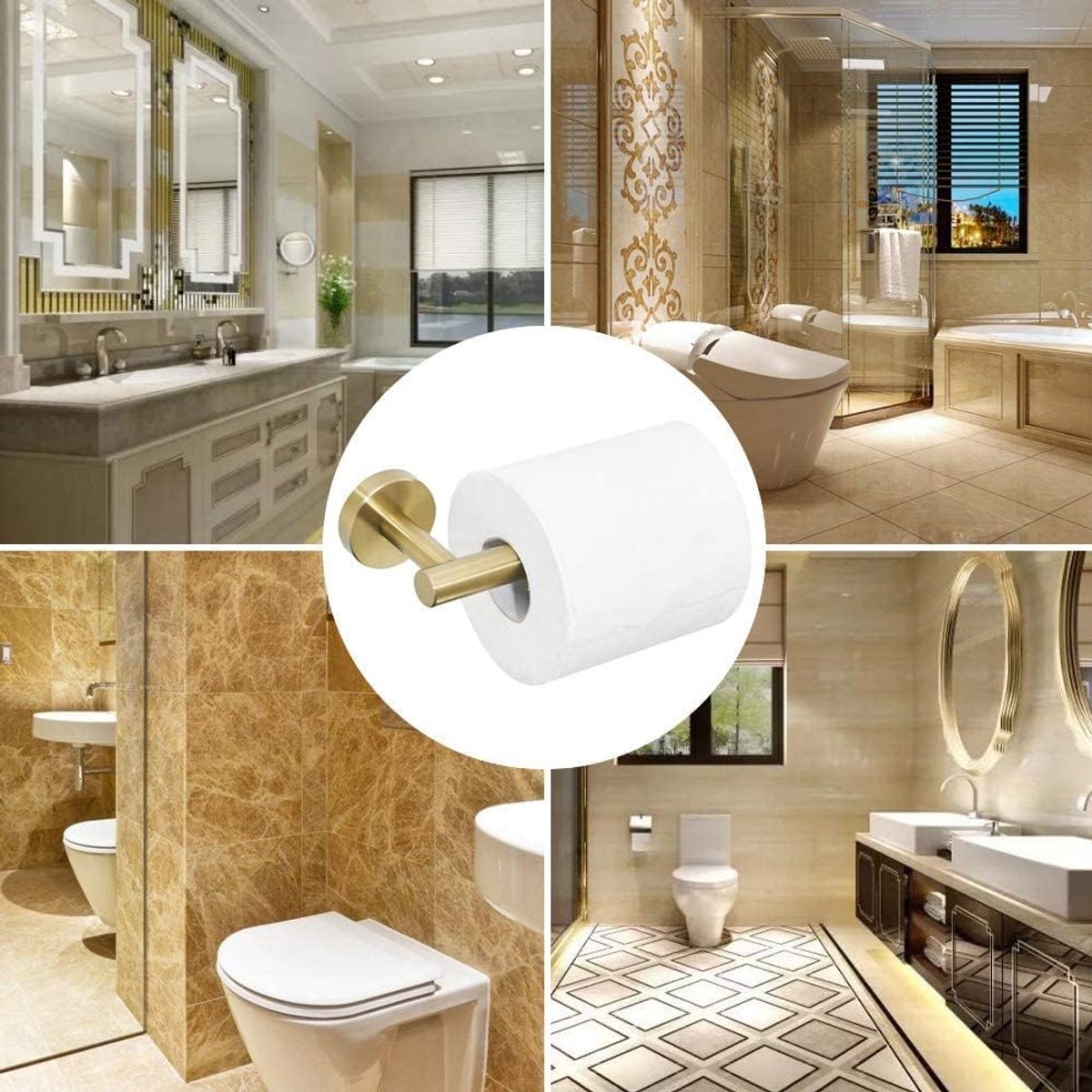 Wall-mounted toilet roll holder - Paper towel holder - waterproof - rustproof - 304 stainless steel toilet roll holder for bathroom - with screws - bathroom accessories - 163*80*47 mm - gold