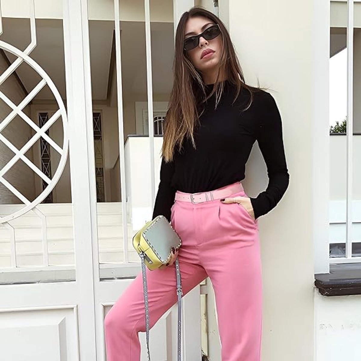 Belt - women's belt - Stylish retro - Trouser belt - Women - Adjustable Unisex Belt - 110cm - leather - women's belts for jeans dresses trousers women's leather waist belt with gold buckle - 110 CM - Pink