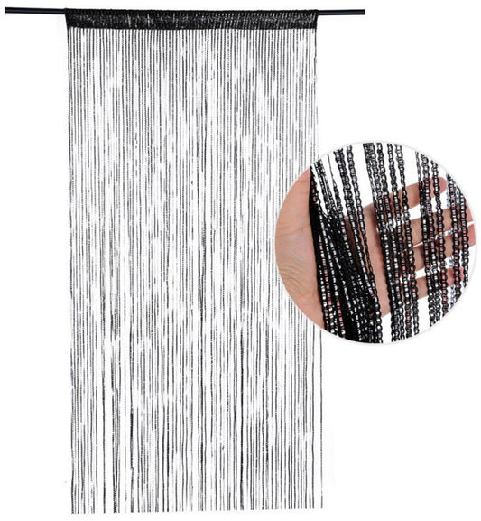 99*199 cm - Fly curtain - Screen door - Door curtain - Window decoration - Bead curtain - crystal bead coded door curtain - with tassels - wardrobe curtain - door cord - curtains - mosquito net - for doorway, interior decoration - black