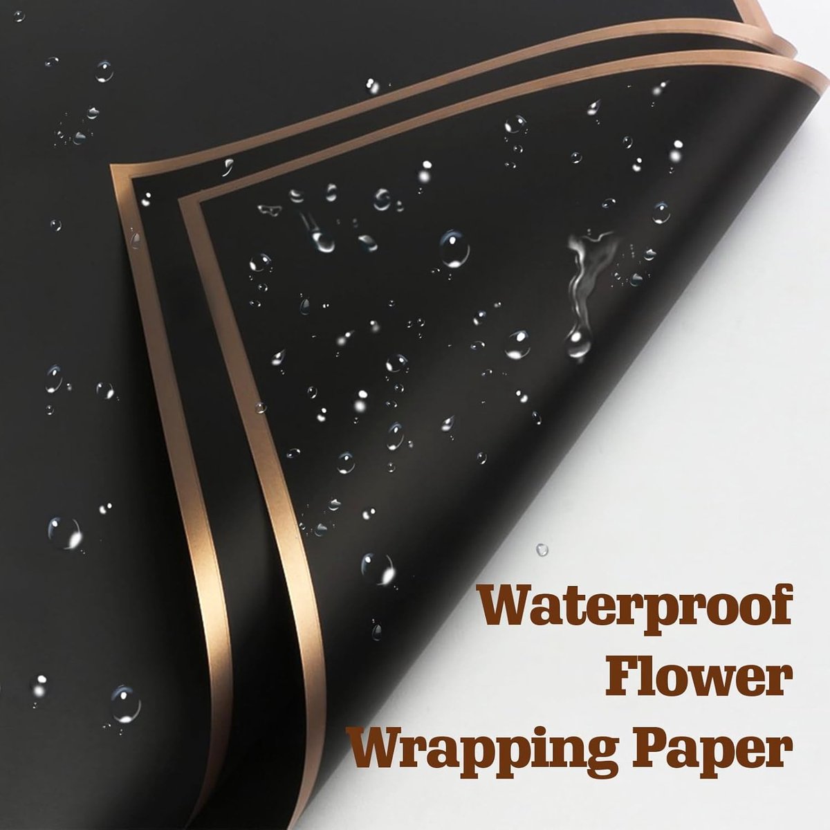 20 Sheets - Bouquet Wrapping Paper - 58x58 cm - Waterproof wrapping paper - floral paper - Valentine's wrapping paper - Floral Wrapping Paper - for bouquets, wrapping paper for craft projects, florist supplies, wedding and anniversary gifts - Black