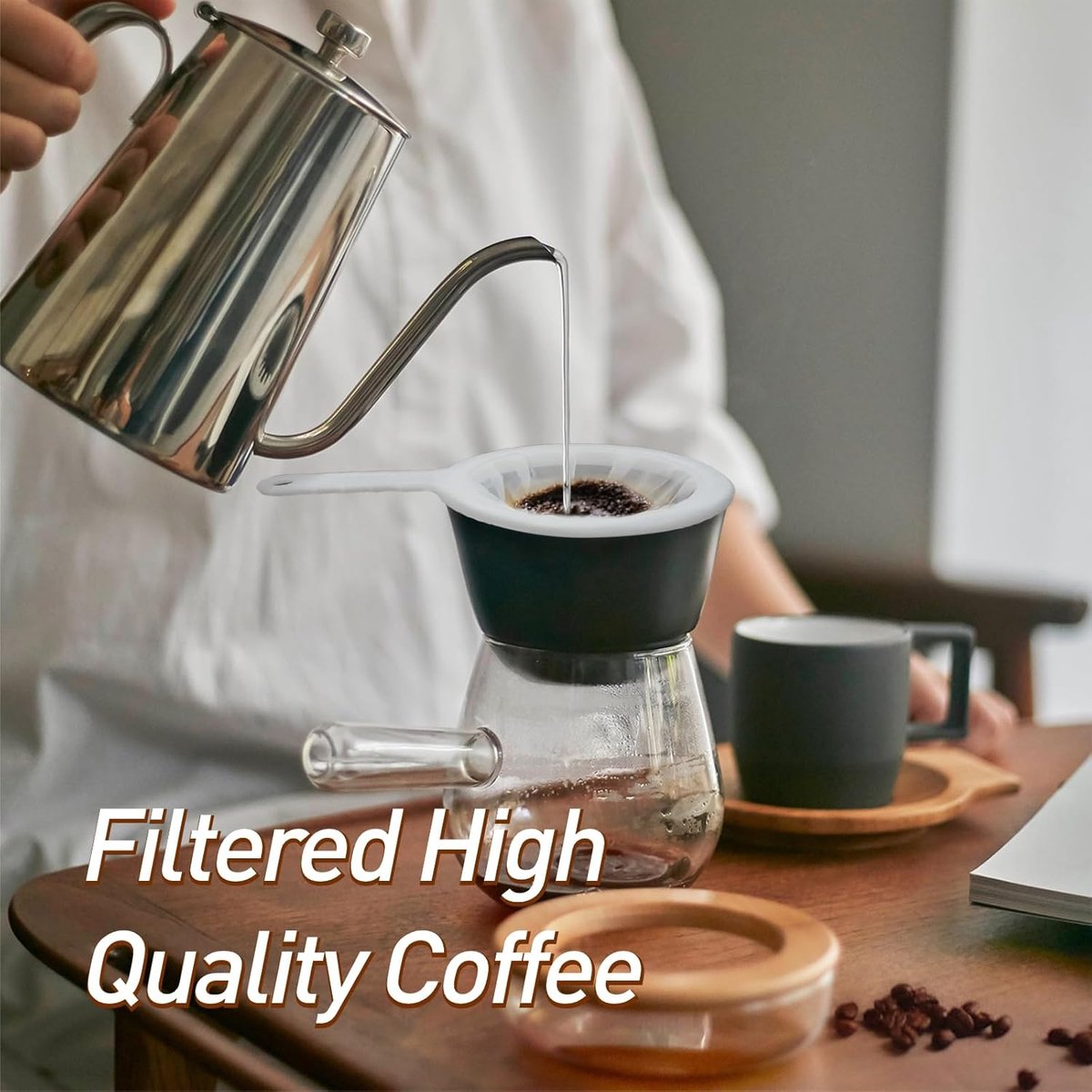 4 pieces - Filter screen - nylon fine sieve with handle - 100/200/300/400 mesh - food filter - fine mesh filter - plastic kitchen sieve - fine mesh sieve - for filtering juice, milk, wine, coffee - white - 14.5*24 cm